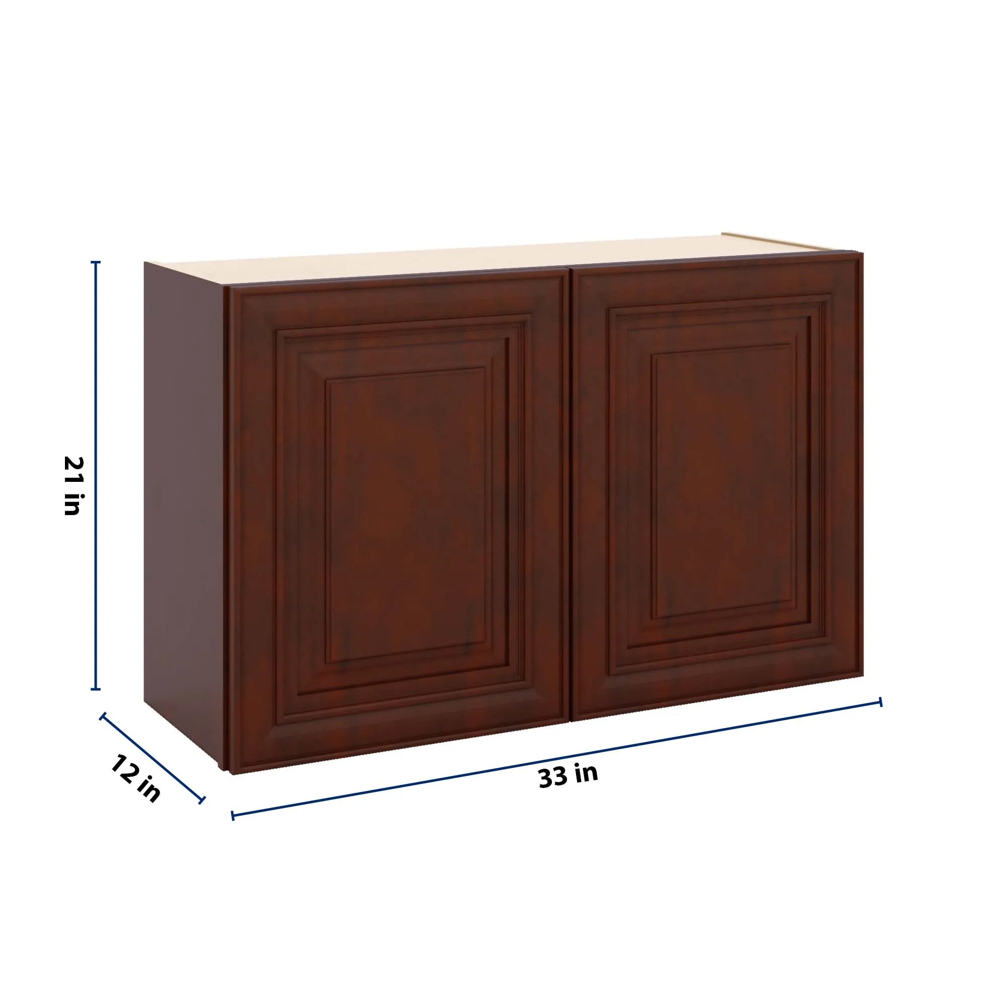 J&K Mahogany J5 Double Door Wall Cabinet - 33" W x 21" H