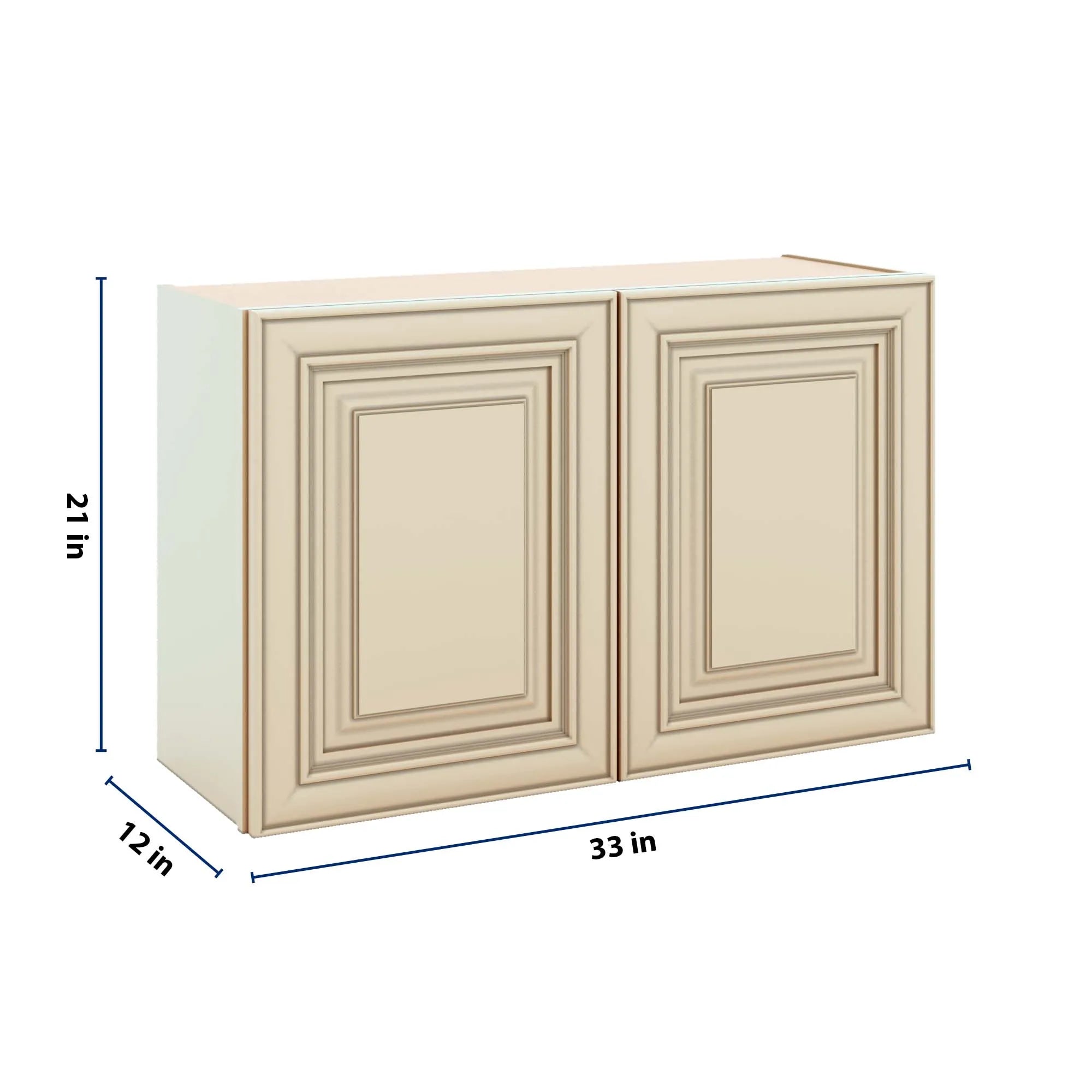 J&K Creme Glazed A7 Double Door Wall Cabinet - 33" W x 21" H