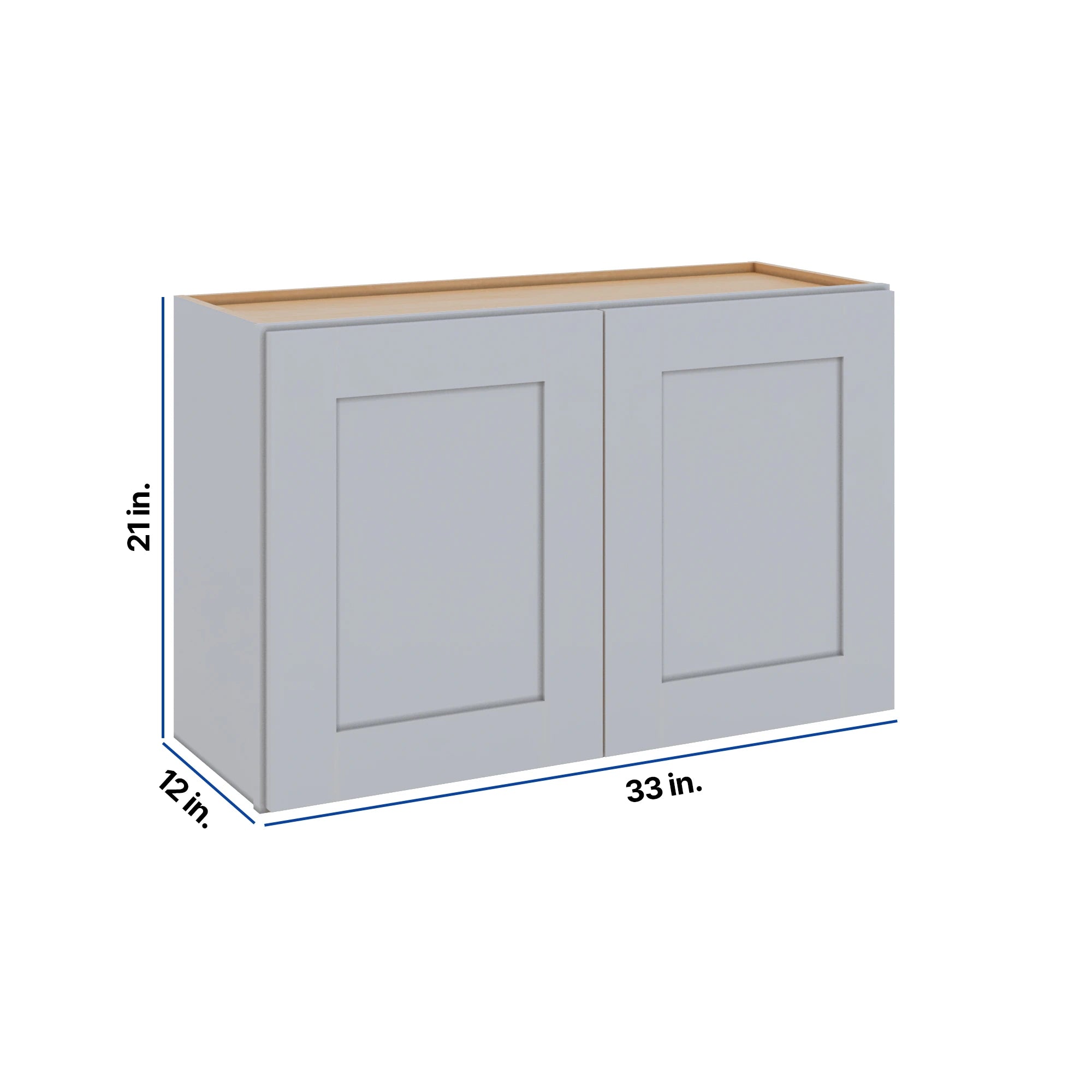 Modernform Cabinet Grey Shaker 33" W X 21" H X 12" D Double Door Wall Cabinet