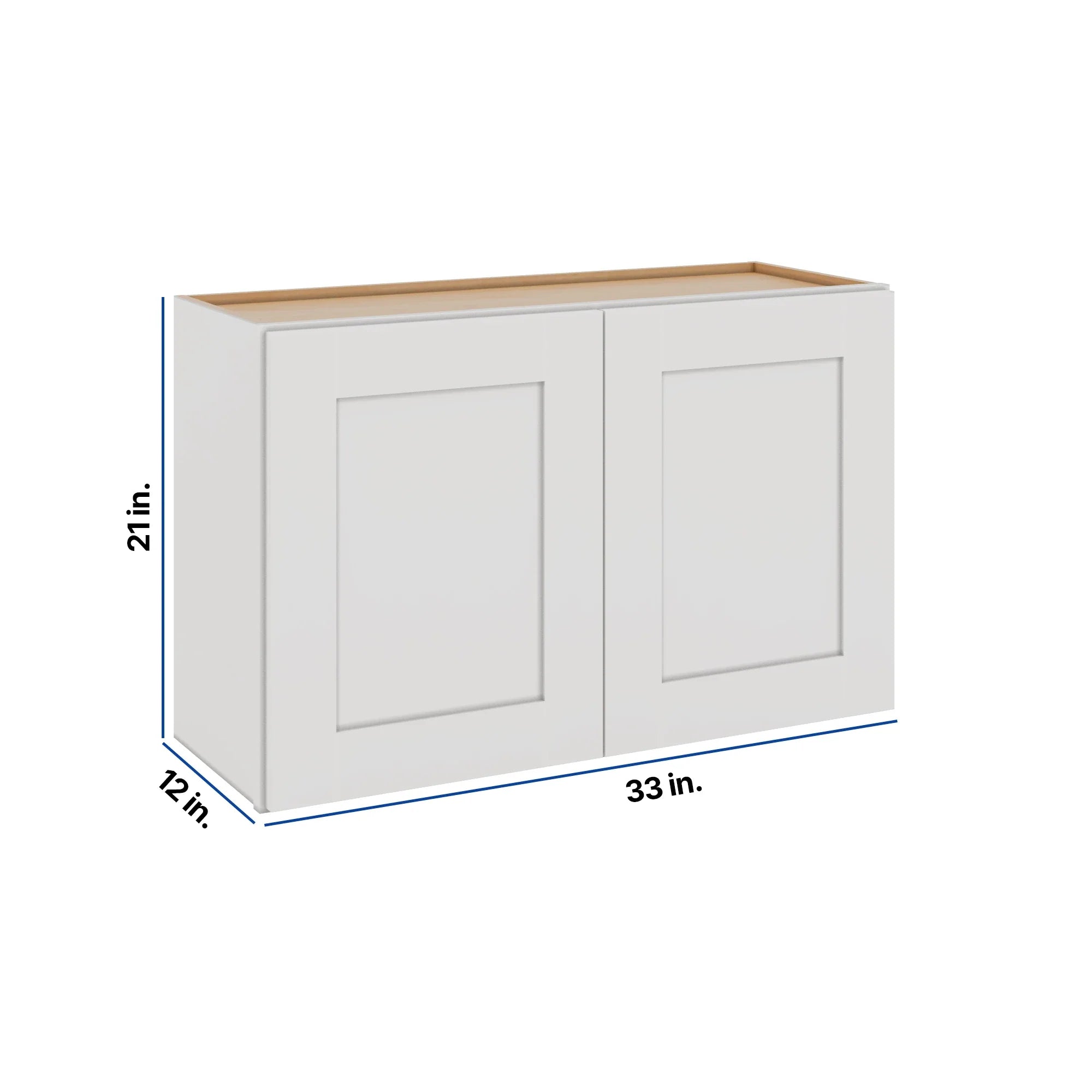 Modernform Cabinet White Shaker 33" W X 21" H X 12" D Double Door Wall Cabinet