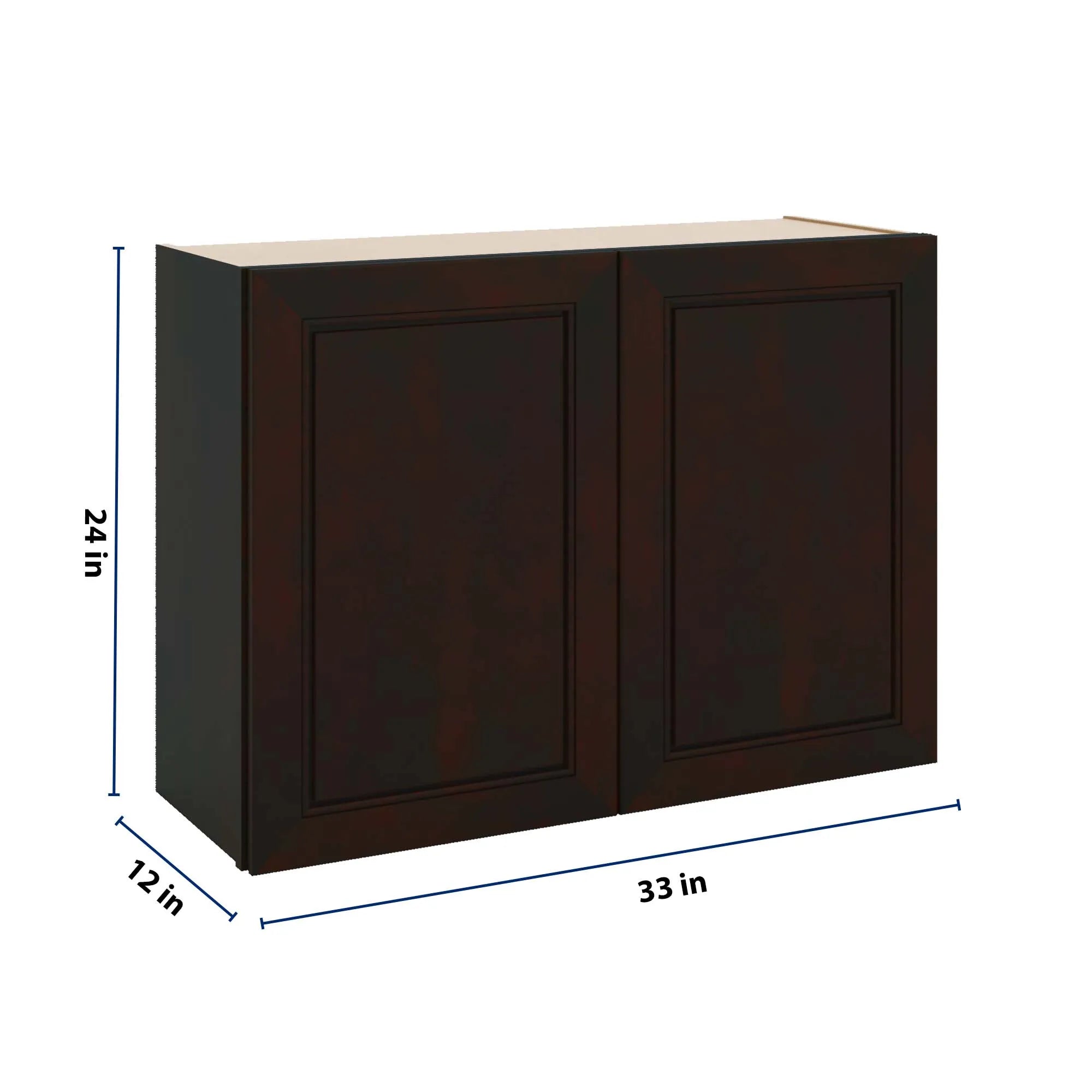 J&K Espresso K8 Double Door Wall Cabinet - 33" W x 24" H
