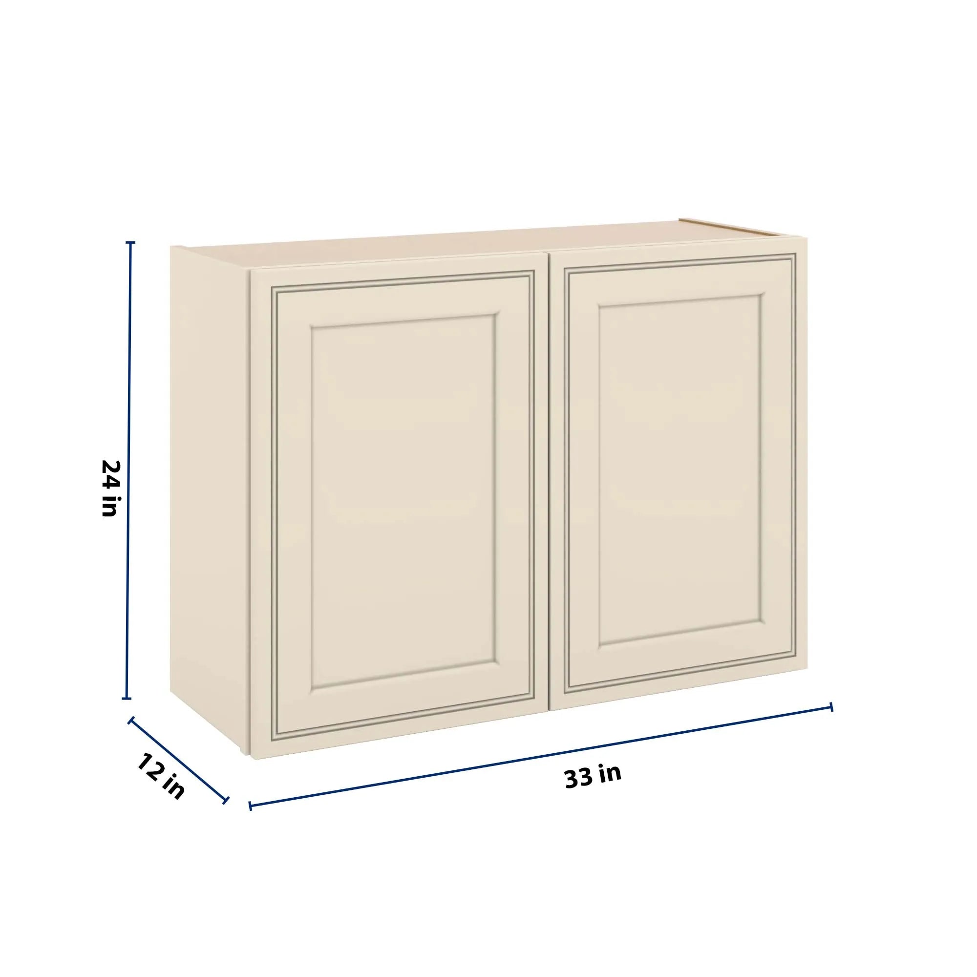 J&K Pearl Glazed H9 Double Door Wall Cabinet - 33" W x 24" H