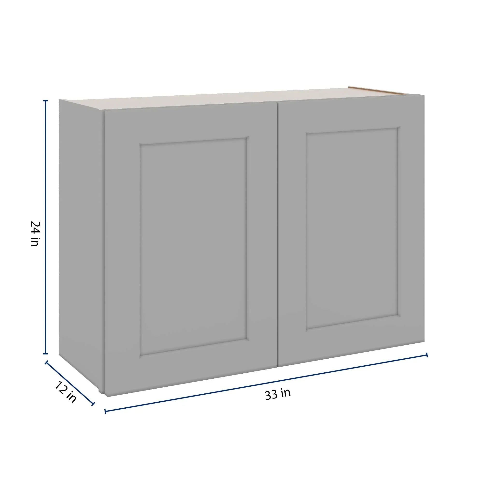 J&K Castle Grey S5 Double Door Wall Cabinet - 33" W x 24" H