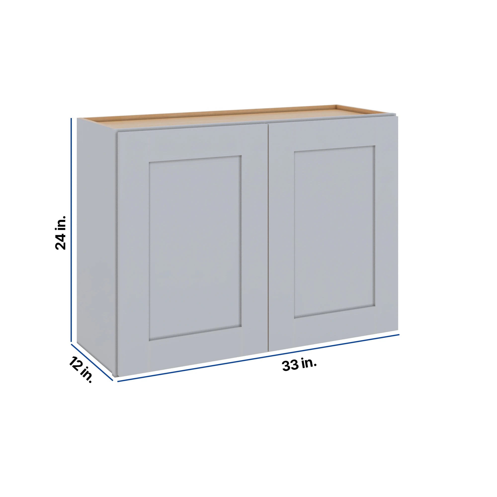 Modernform Cabinet Grey Shaker 33" W X 24" H X 12" D Double Door Wall Cabinet
