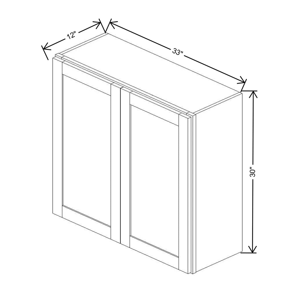 Kitchen Cabinet Distributors Shaker Designer White 5PC Double Door Wall Cabinet - 33" W x 30" H