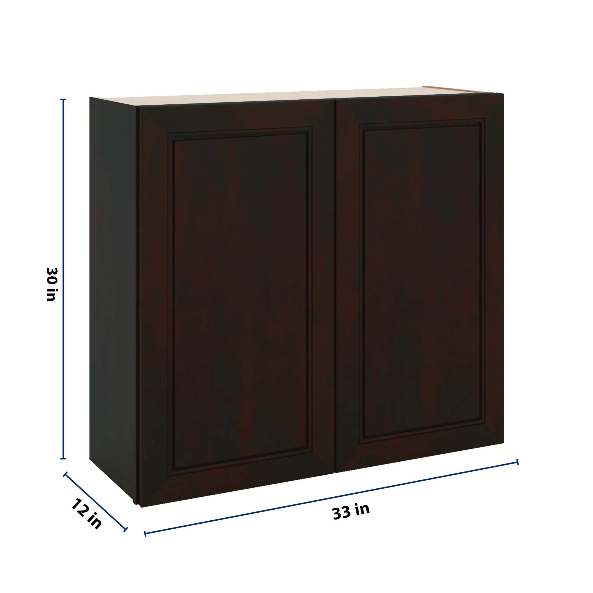 J&K Espresso K8 Double Door Wall Cabinet - 33" W x 30" H