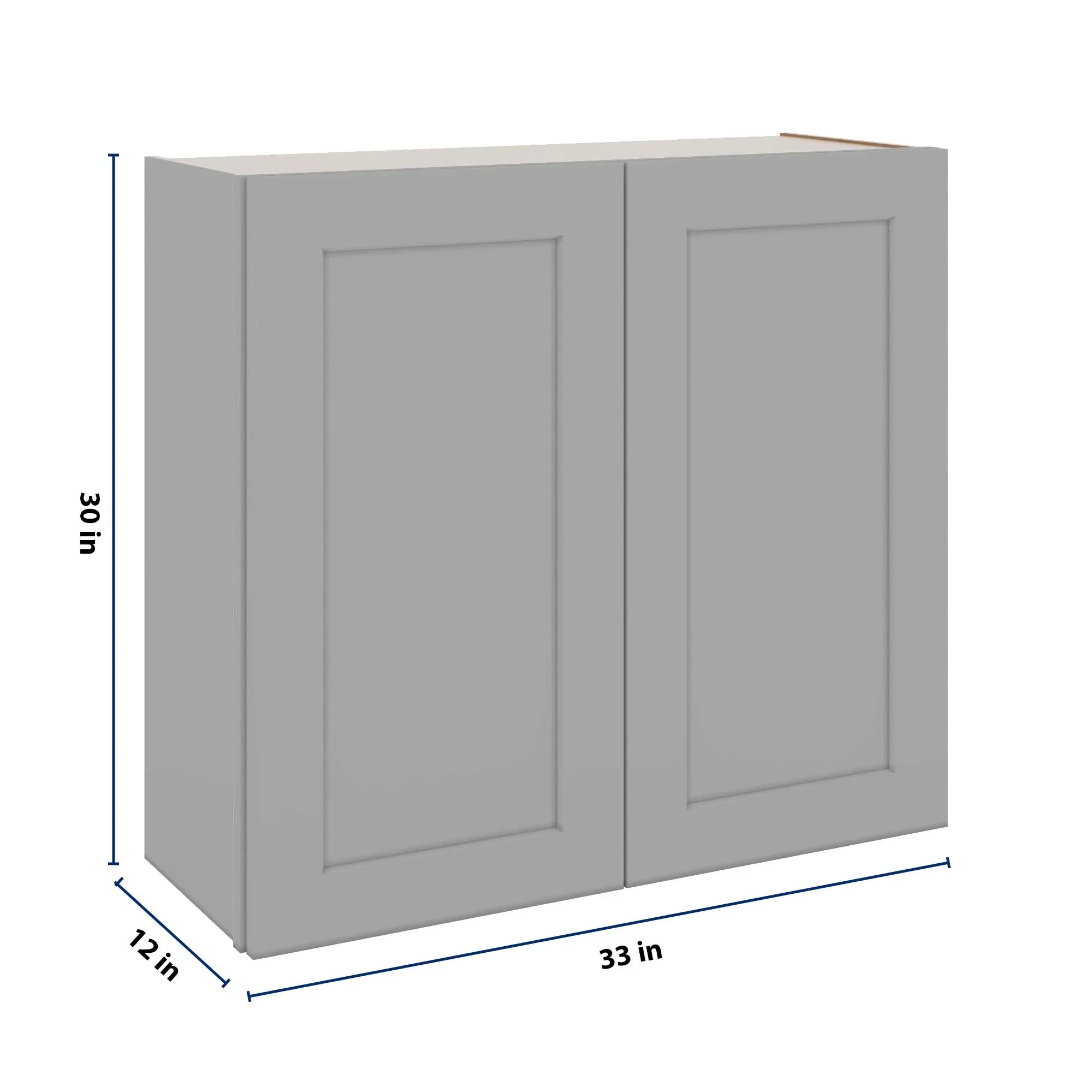 J&K Castle Grey S5 Double Door Wall Cabinet - 33" W x 30" H