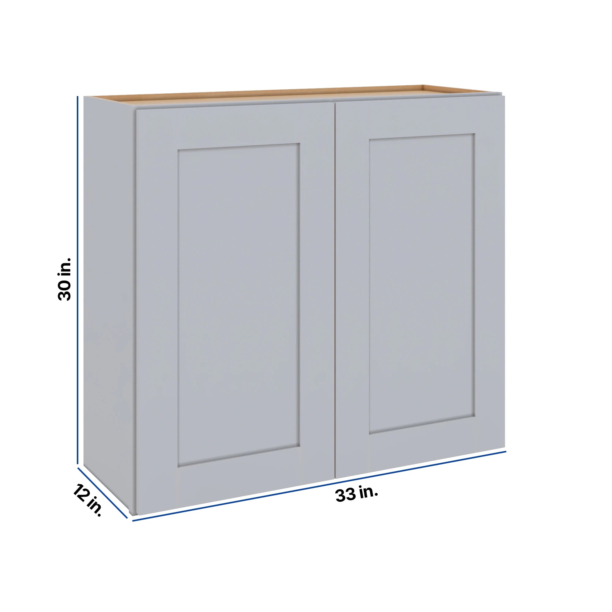 Modernform Cabinet Grey Shaker 33" W X 30" H X 12" D Double Door Wall Cabinet