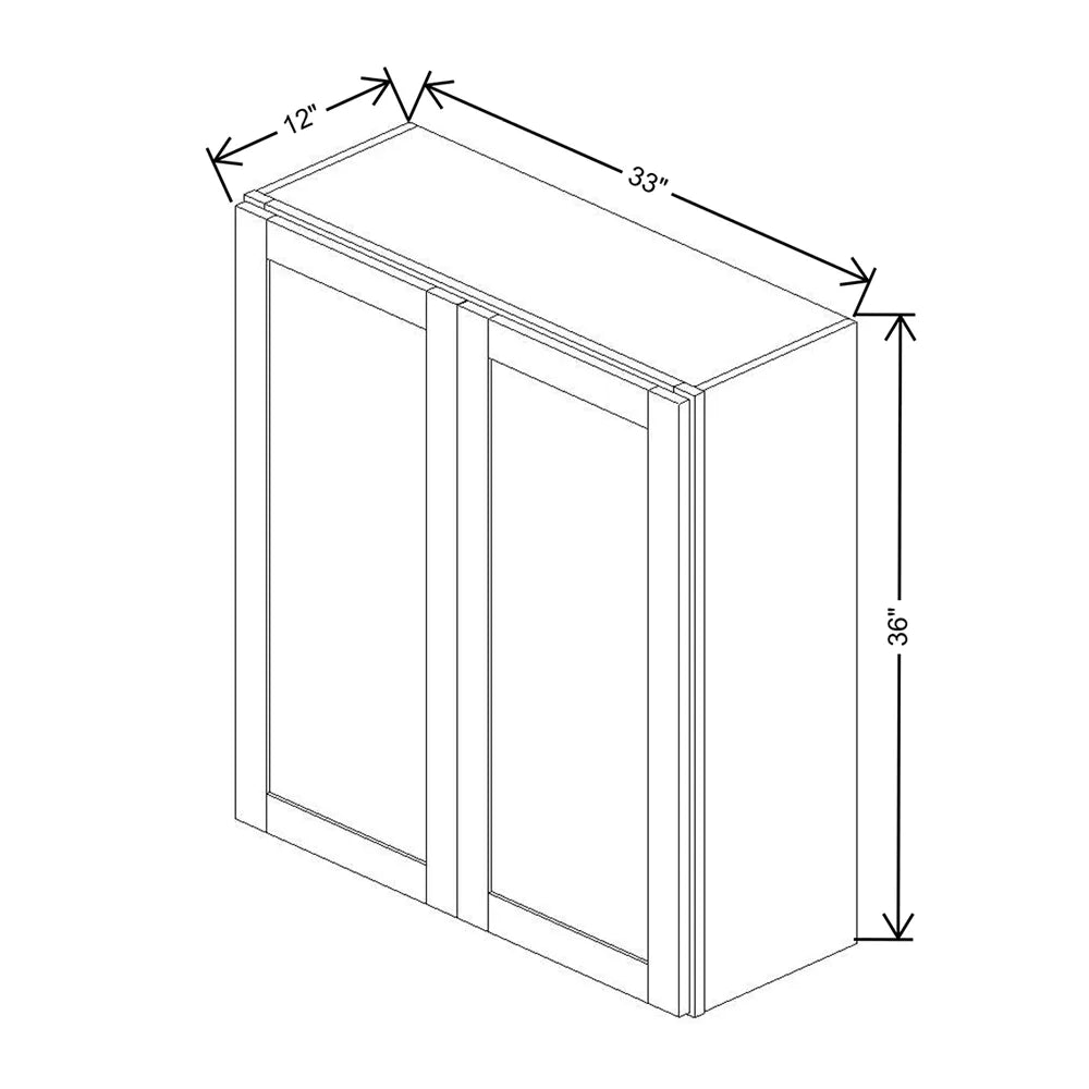 Kitchen Cabinet Distributors Shaker Designer White 5PC Double Door Wall Cabinet - 33" W x 36" H