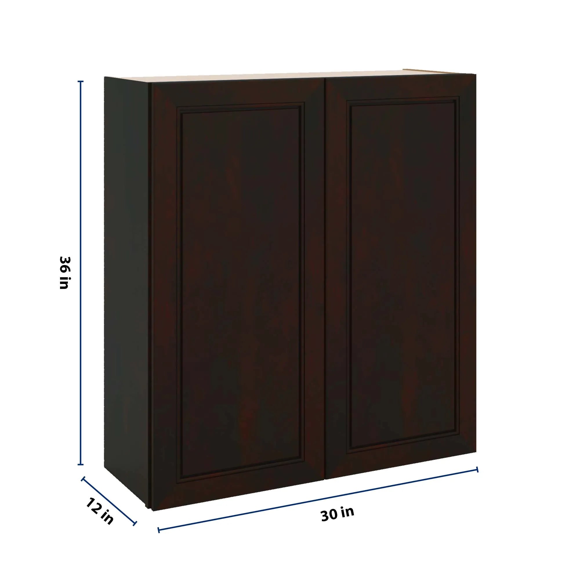 J&K Espresso K8 Double Door Wall Cabinet - 33" W x 36" H