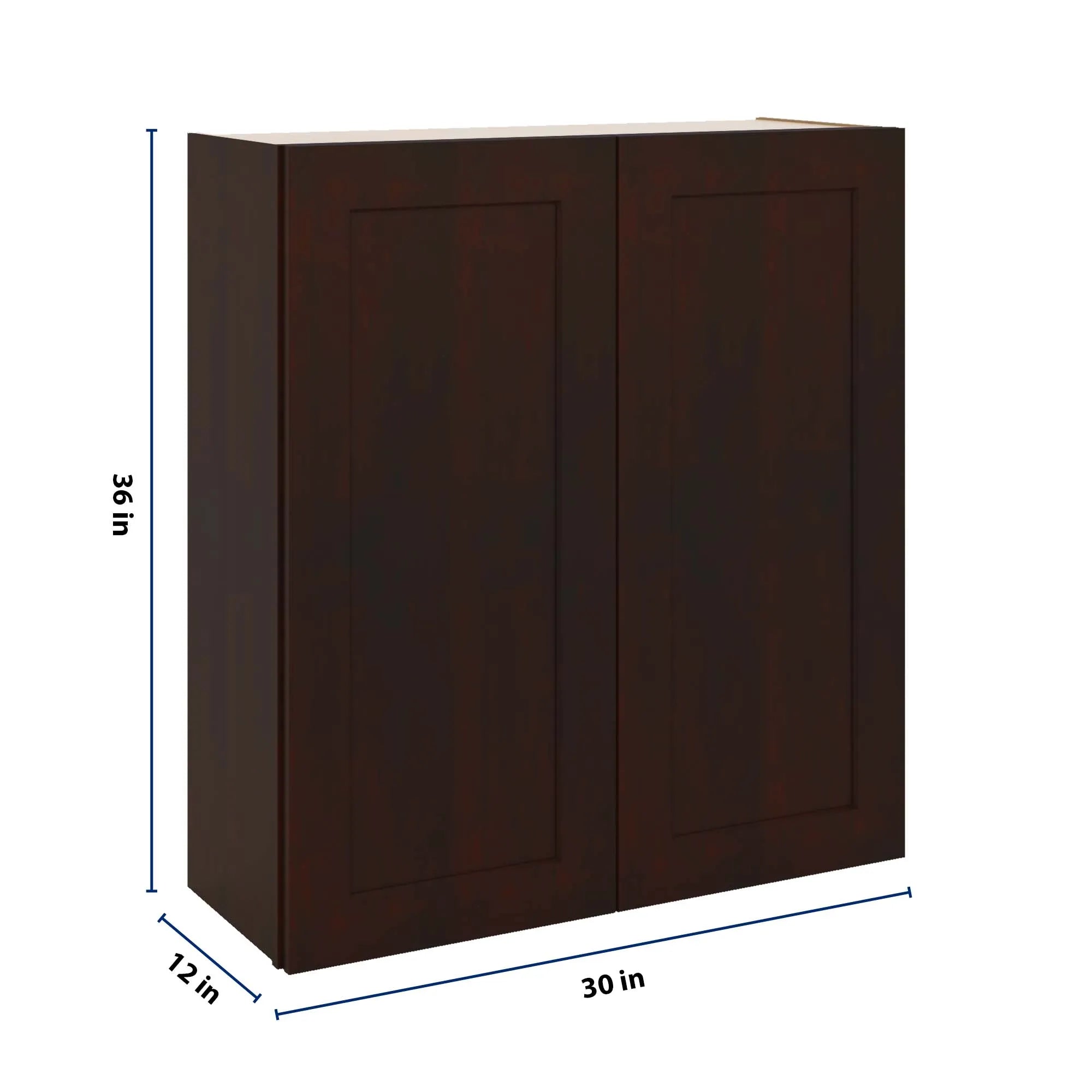 J&K Java Coffee S1 Double Door Wall Cabinet - 33" W x 36" H