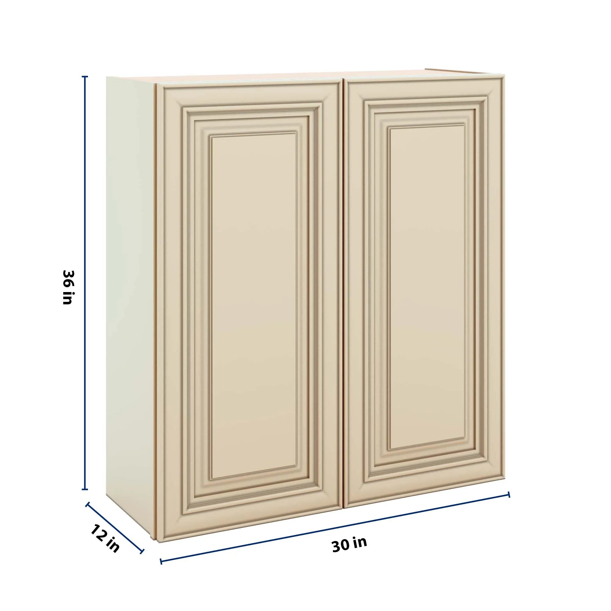 J&K Creme Glazed A7 Double Door Wall Cabinet - 33" W x 36" H