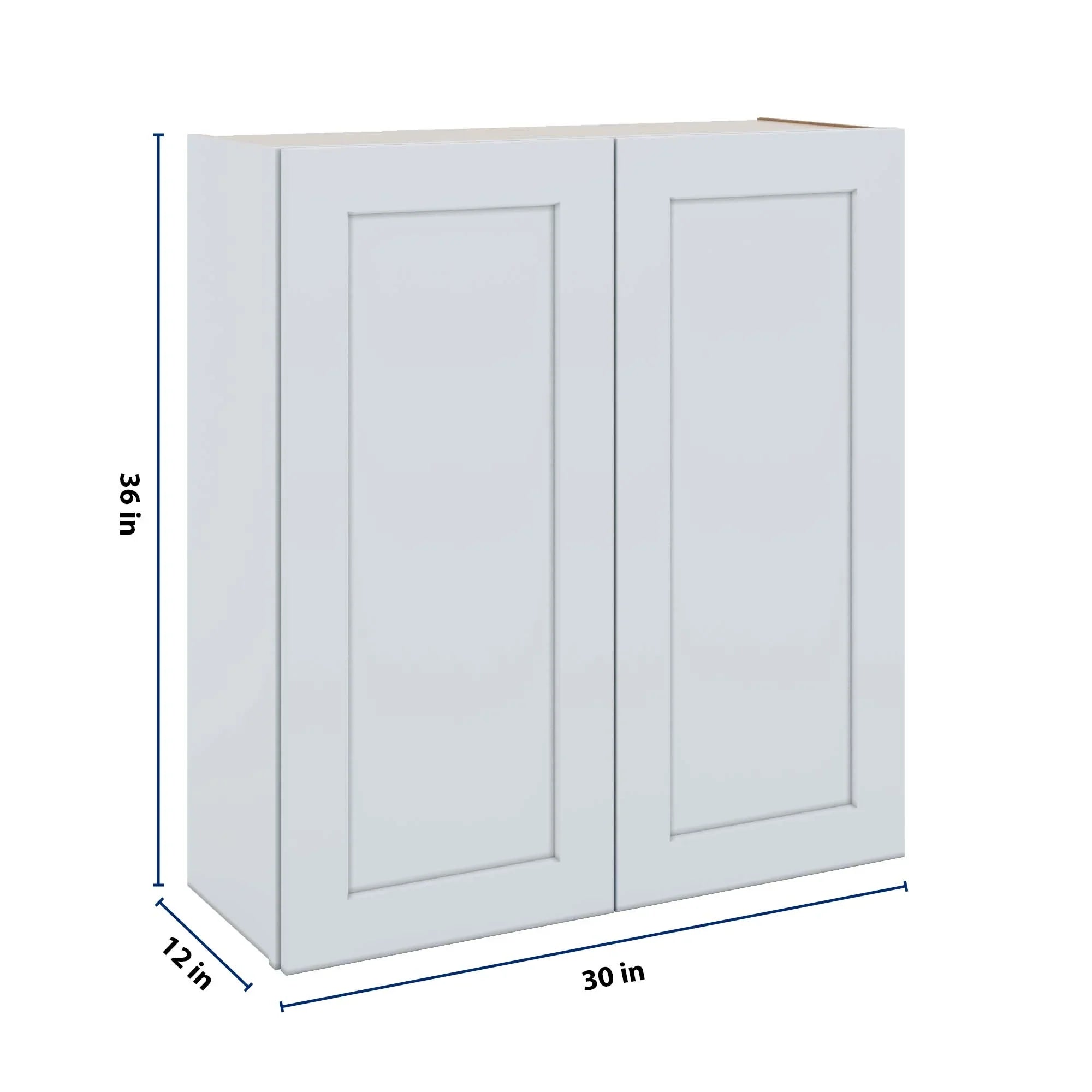 J&K White Shaker S8 Double Door Wall Cabinet - 33" W x 36" H
