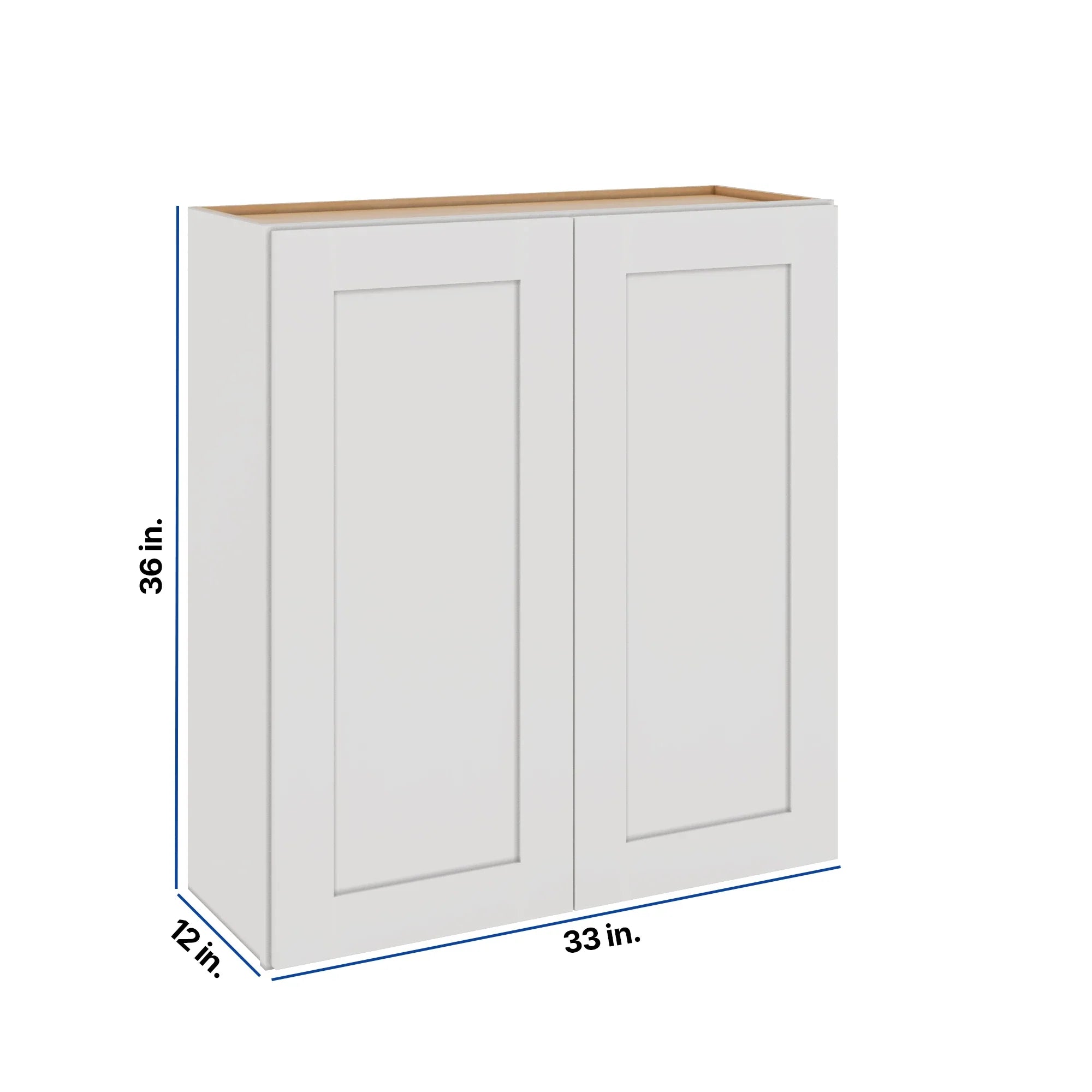 Modernform Cabinet White Shaker 33" W X 36" H X 12" D Double Door Wall Cabinet