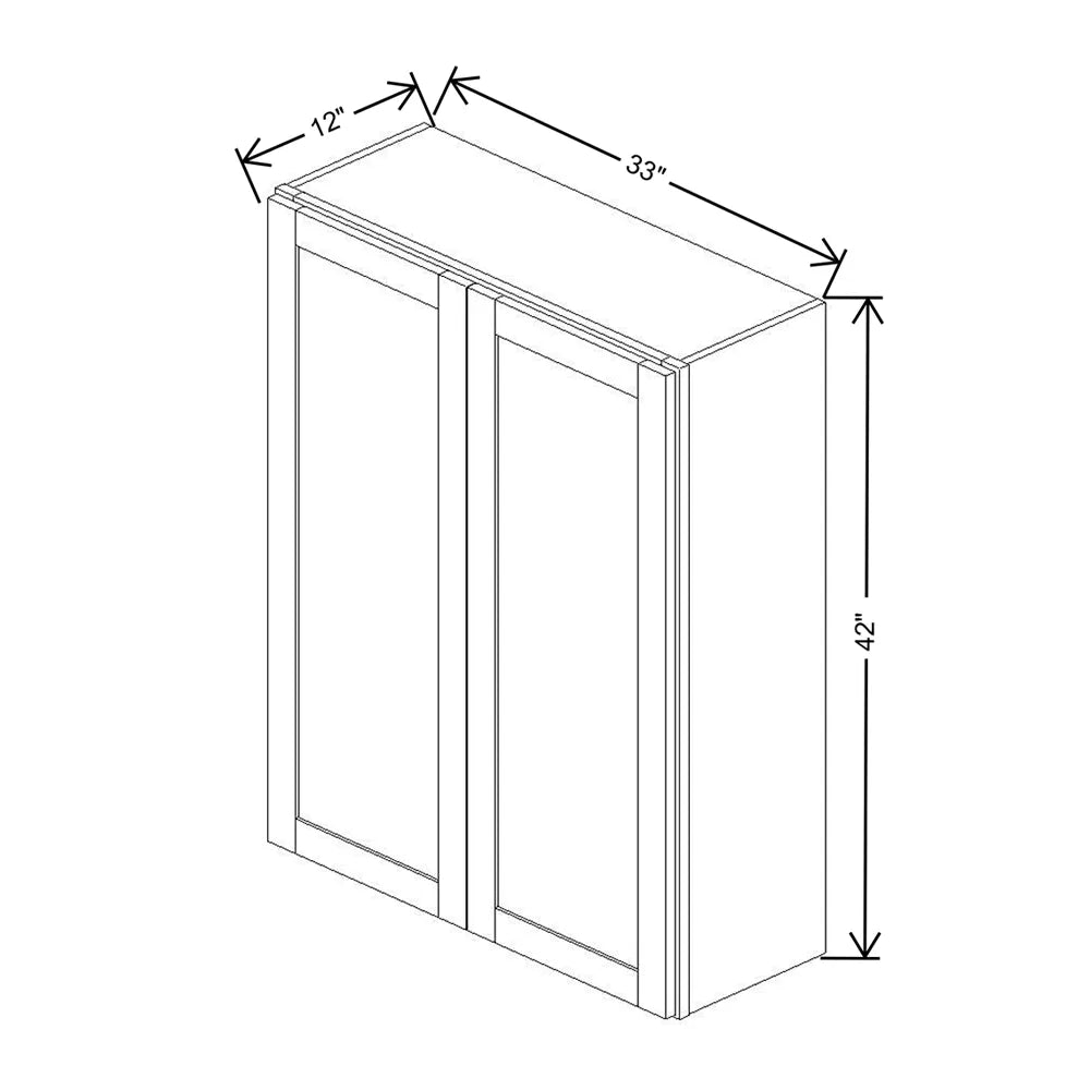 Kitchen Cabinet Distributors Shaker Designer White 5PC Double Door Wall Cabinet - 33" W x 42" H