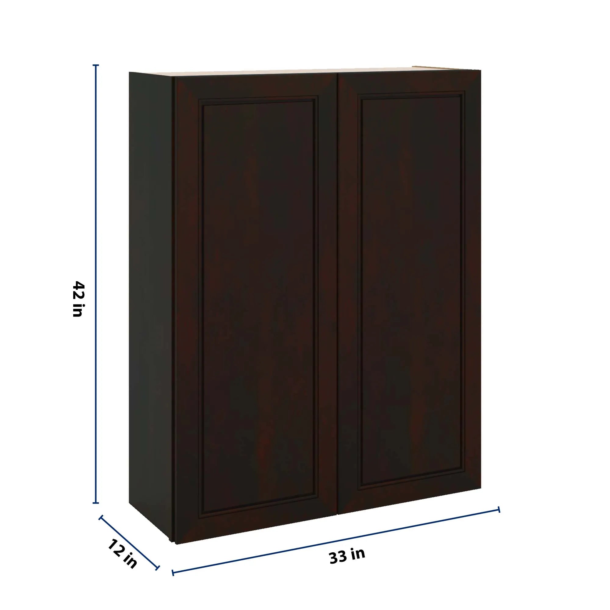 J&K Espresso K8 Double Door Wall Cabinet - 33" W x 42" H