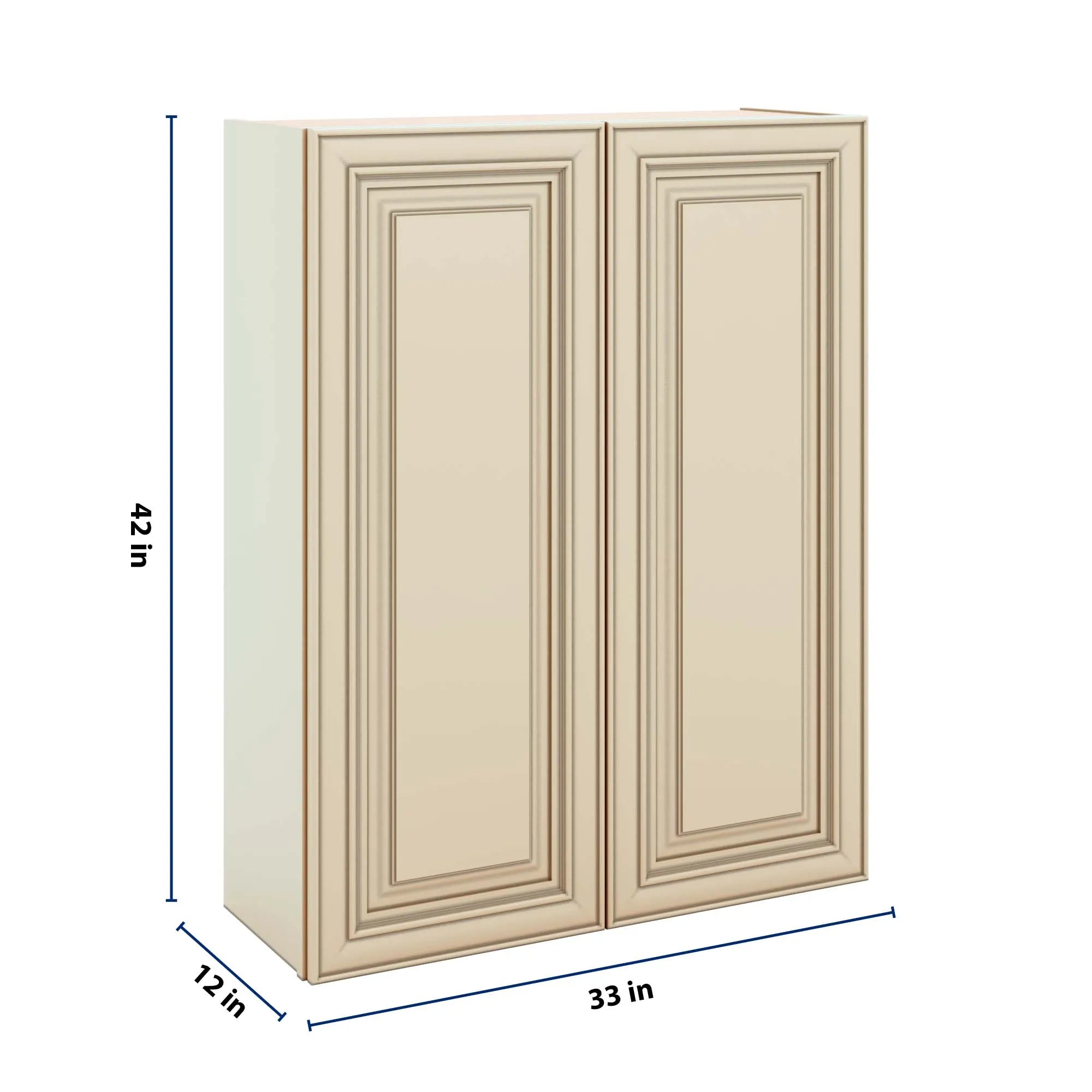 J&K Creme Glazed A7 Double Door Wall Cabinet - 33" W x 42" H