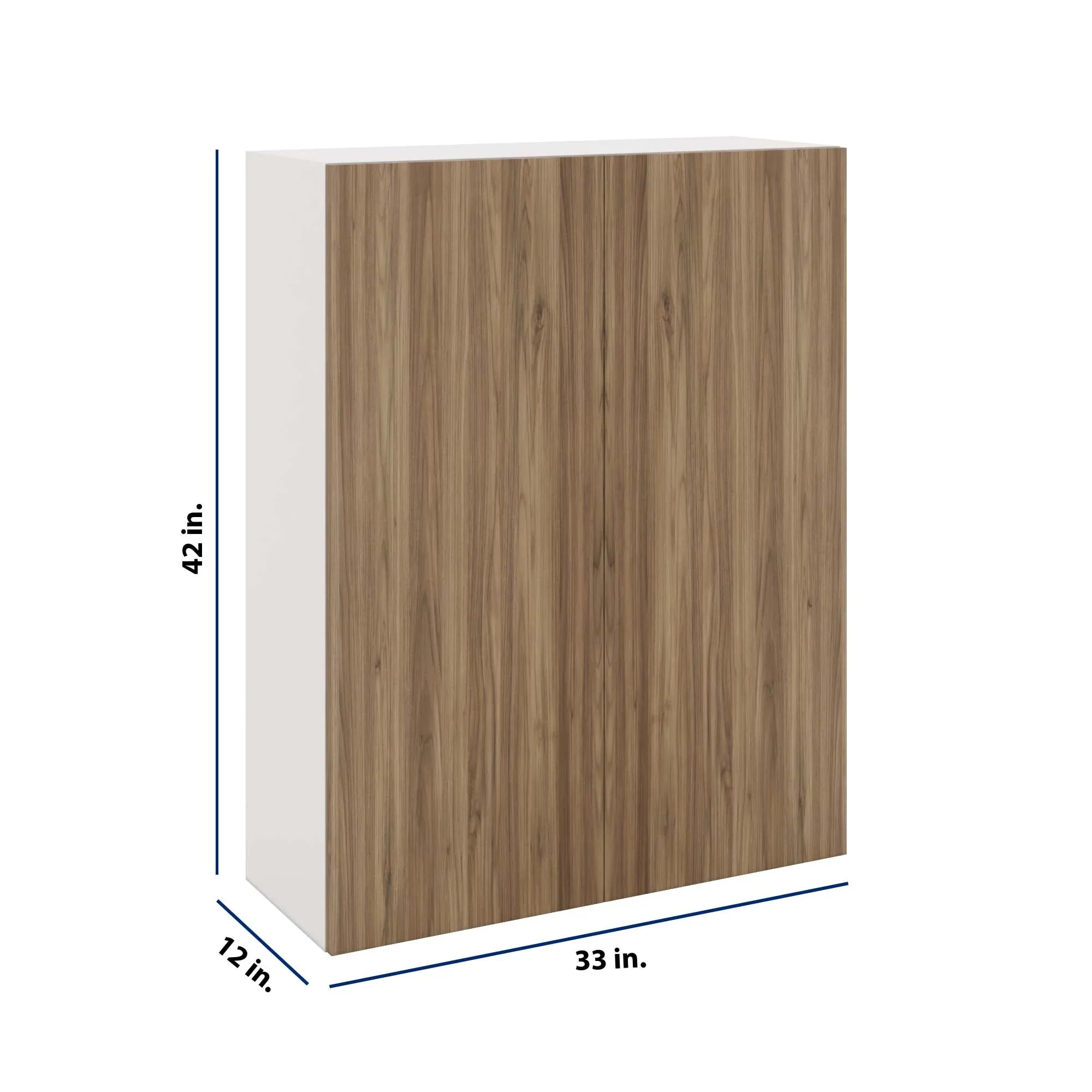 Modernform Cabinet Walnut 33" W X 42" H X 12" D Double Door Wall Cabinet