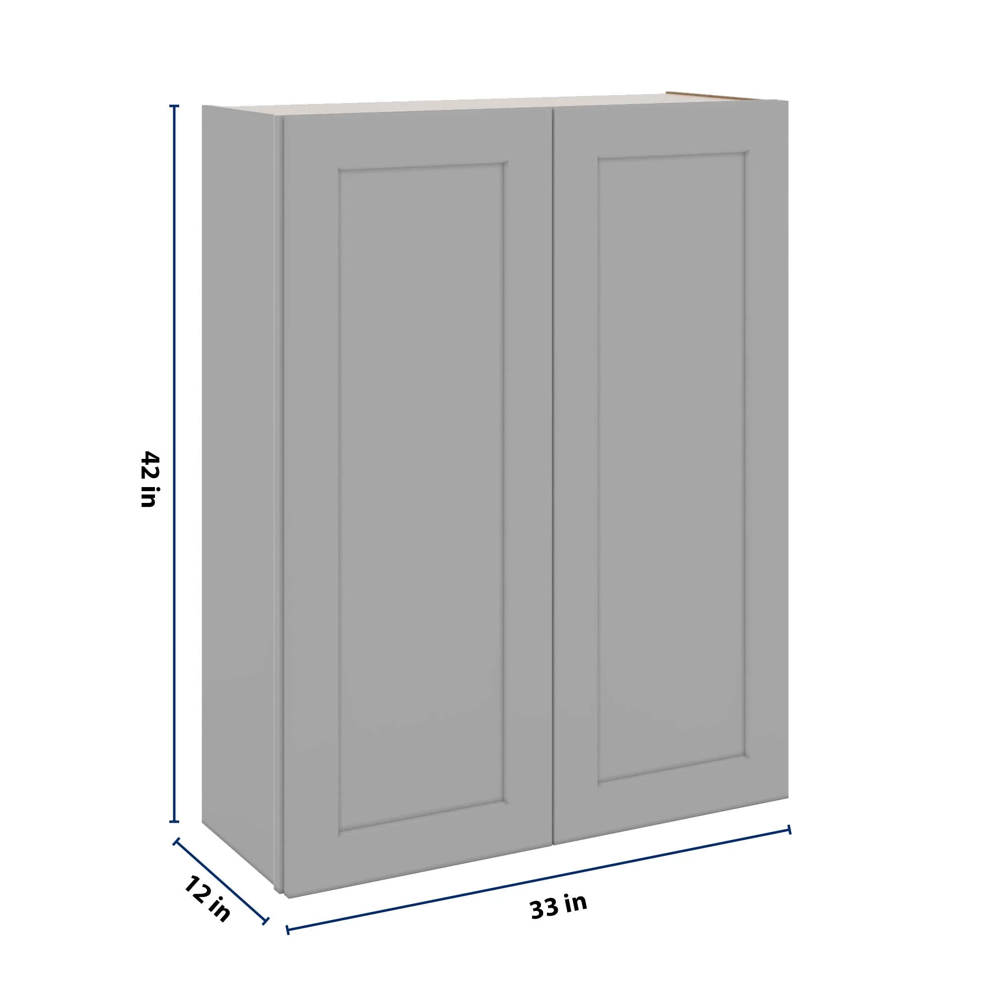 J&K Castle Grey S5 Double Door Wall Cabinet - 33" W x 42" H