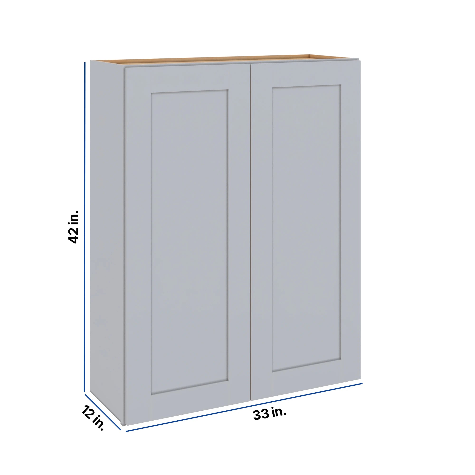 Modernform Cabinet Grey Shaker 33" W X 42" H X 12" D Double Door Wall Cabinet