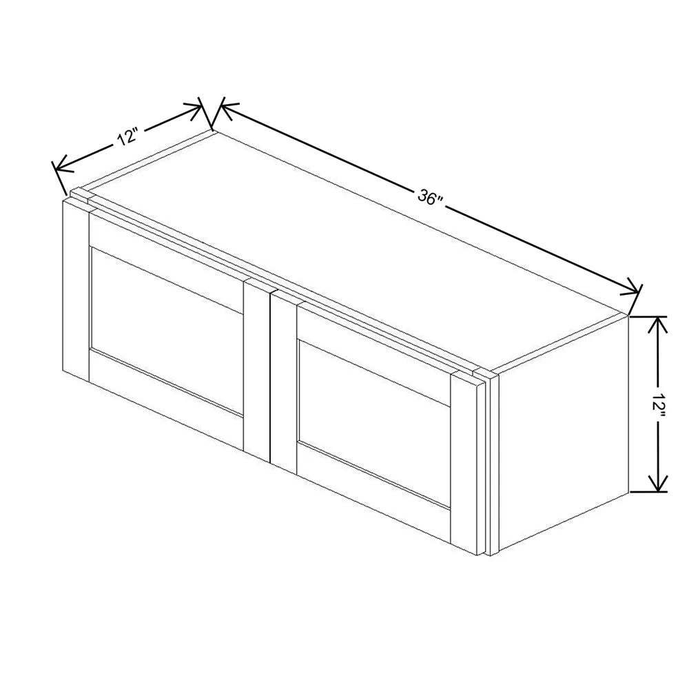 Kitchen Cabinet Distributors Shaker Designer White 5PC Double Door Wall Cabinet - 36" W x 12" H