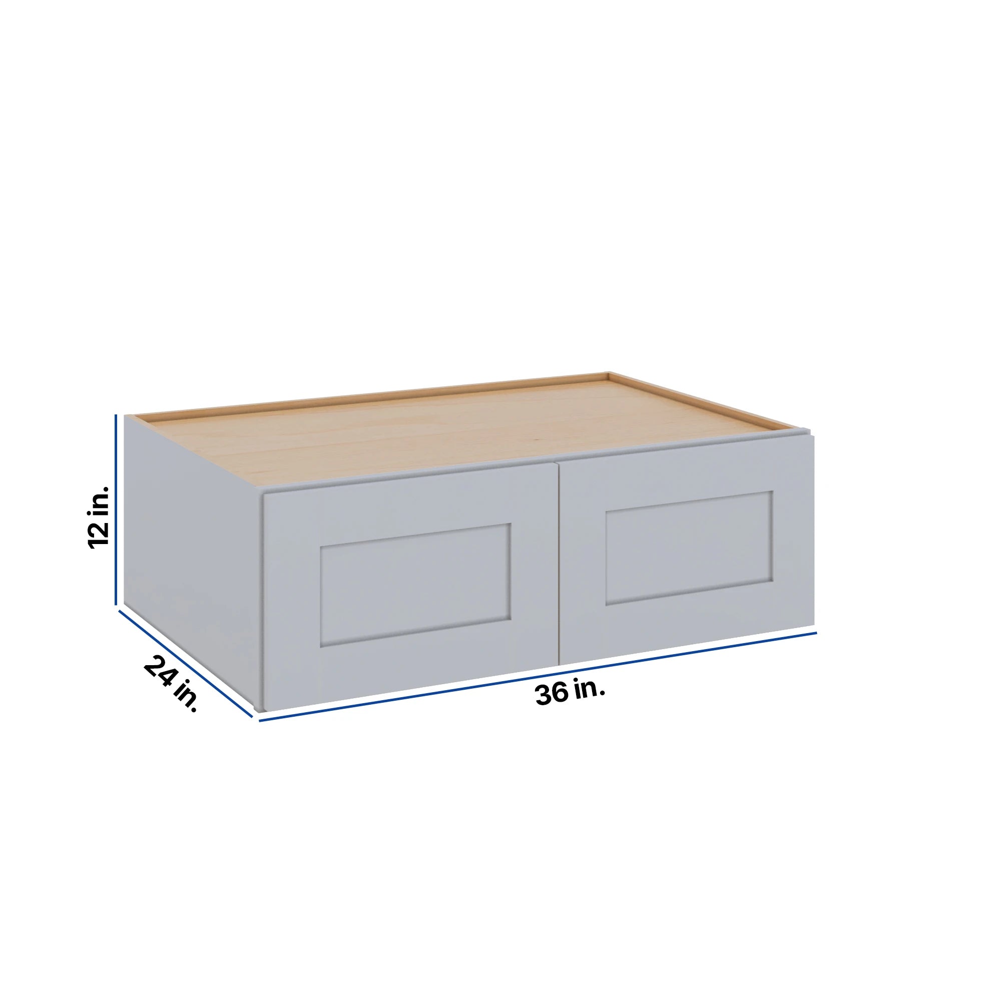 Modernform Cabinet Grey Shaker 36" W X 12" H X 24" D Double Door Wall Cabinet