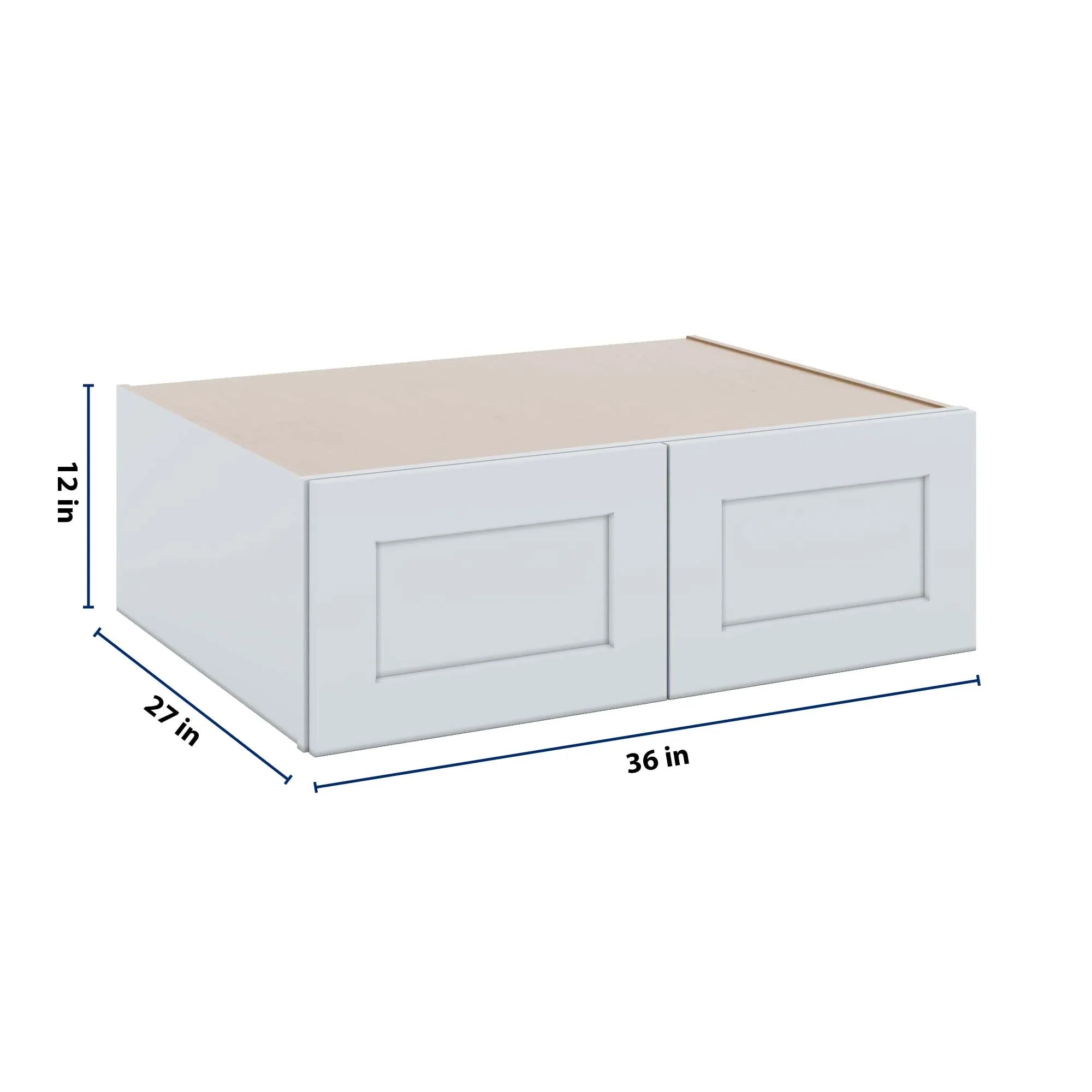 J&K White Shaker S8 Refrigerator Wall Cabinet - 36" W x 12" H x 27" D