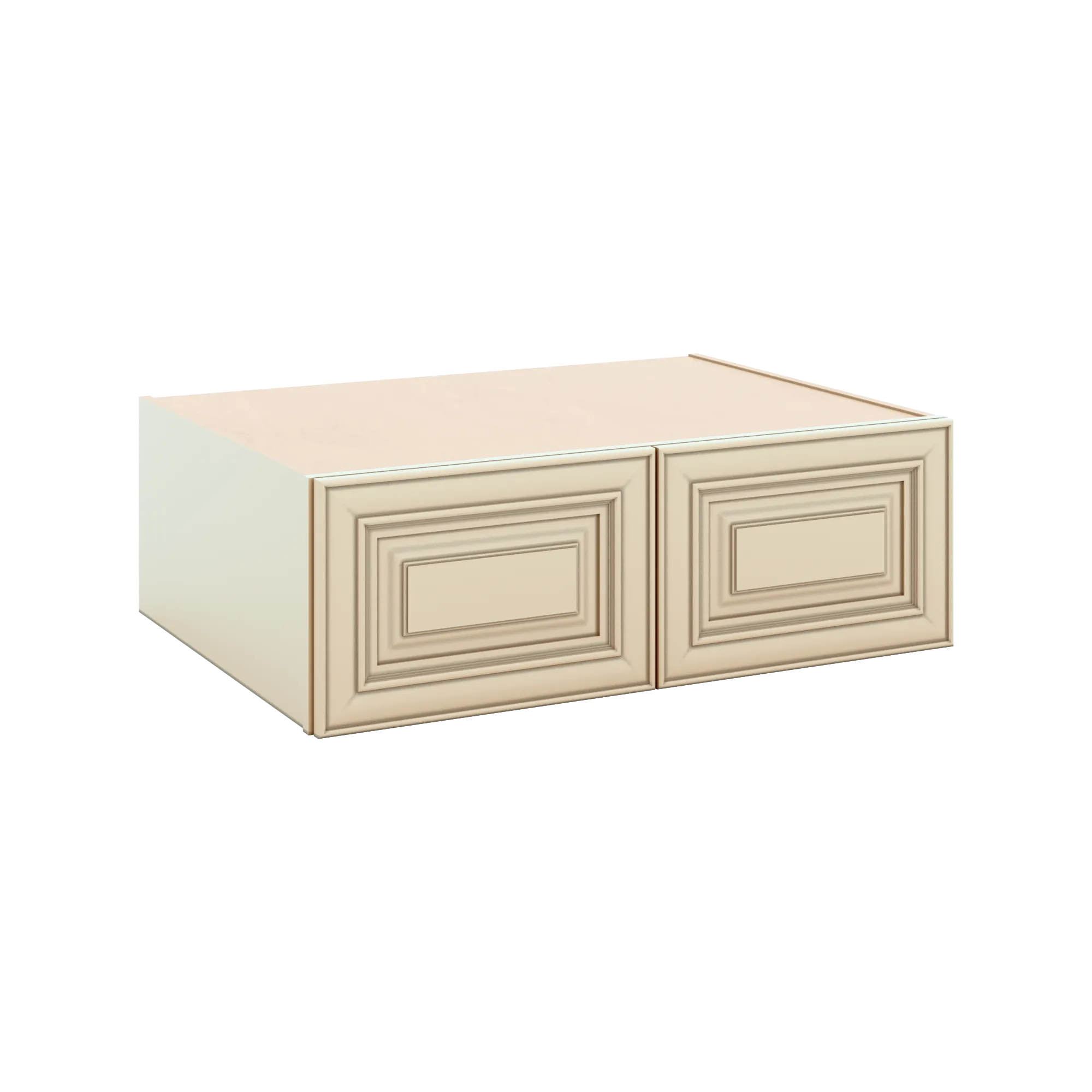 J&K Creme Glazed A7 Refrigerator Wall Cabinet - 36" W x 12" H x 27" D