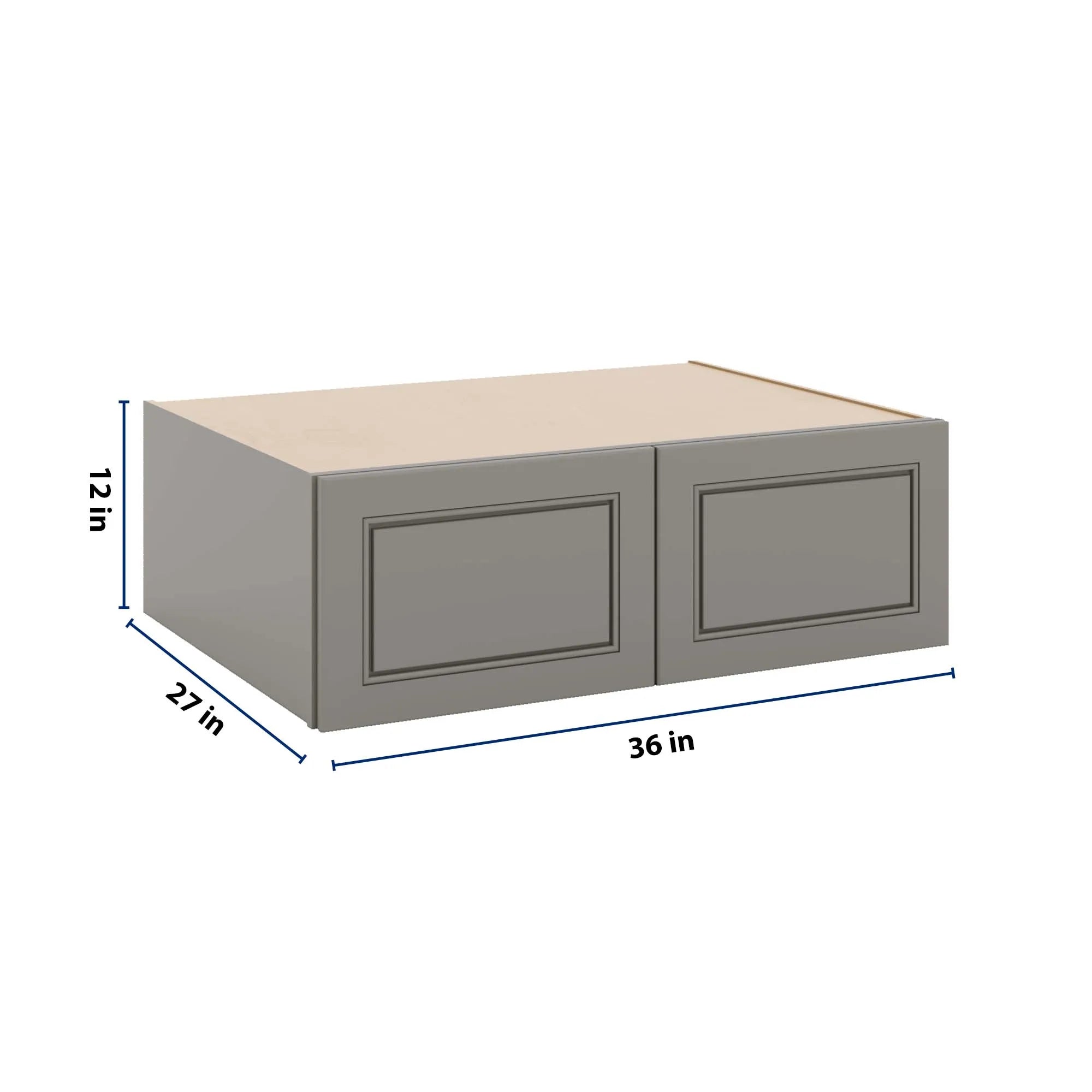 J&K Greige K3 Refrigerator Wall Cabinet - 36" W x 12" H x 27" D