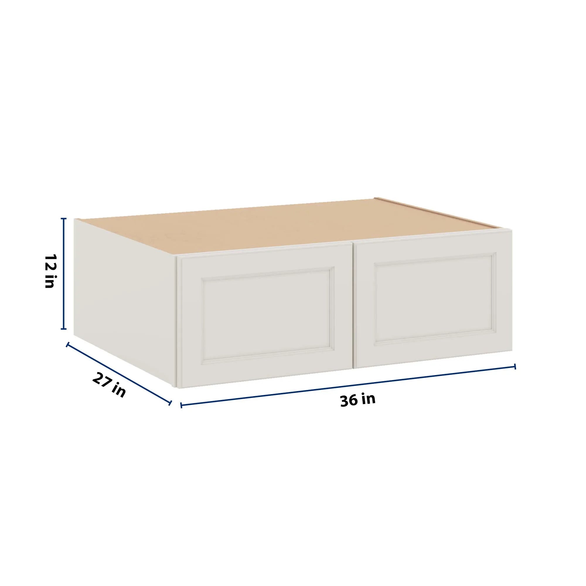 J&K Dove E1 Refrigerator Wall Cabinet - 36" W x 12" H x 27" D