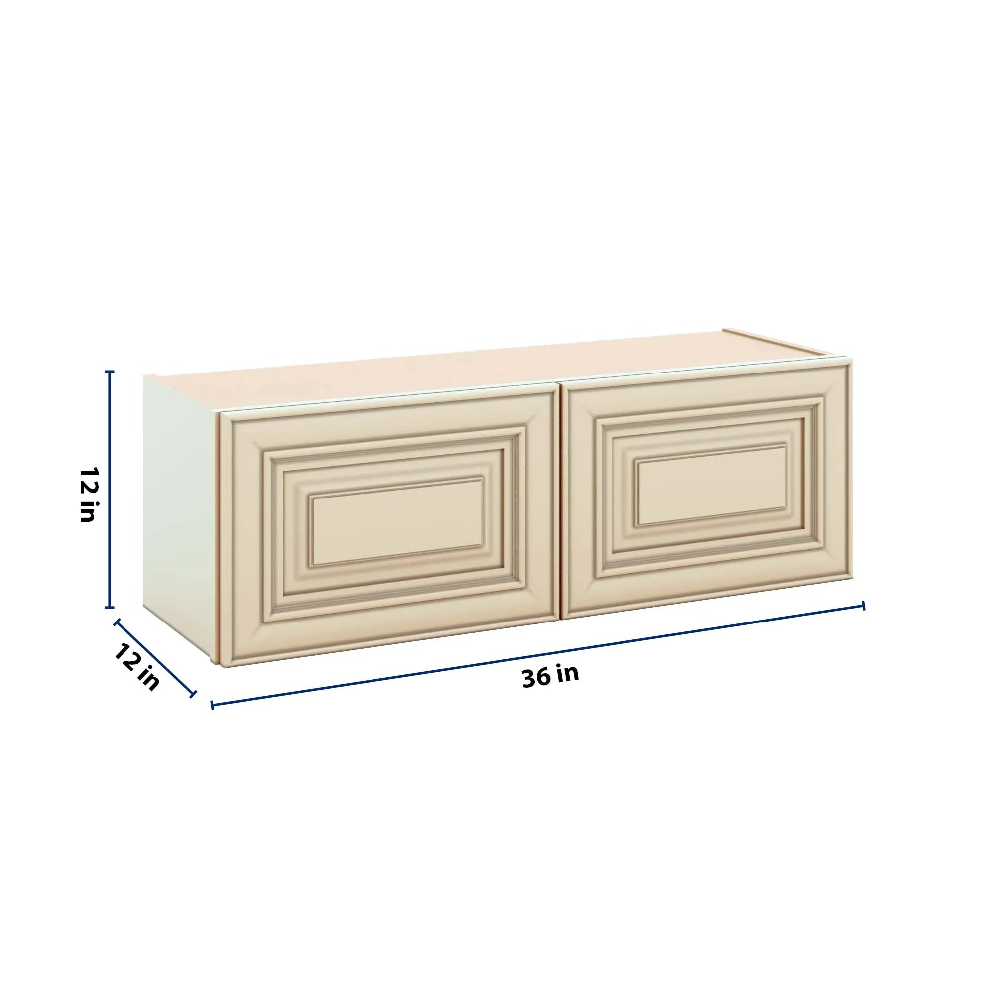 J&K Creme Glazed A7 Double Door Wall Cabinet - 36" W x 12" H