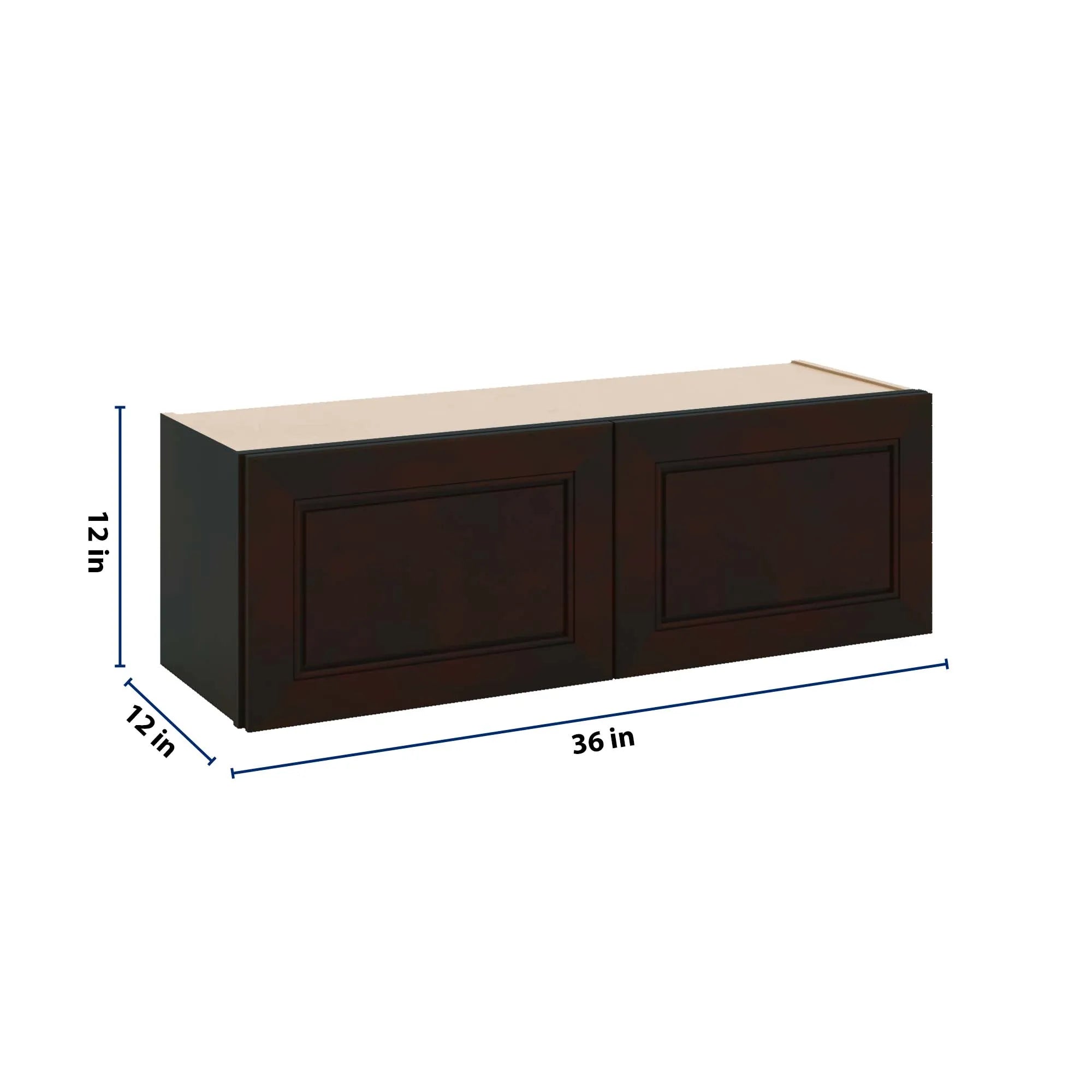 J&K Espresso K8 Double Door Wall Cabinet - 36" W x 12" H
