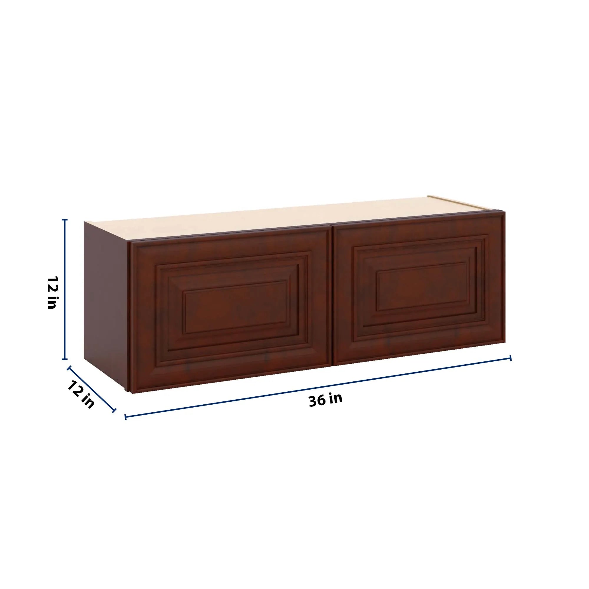 J&K Mahogany J5 Double Door Wall Cabinet - 36" W x 12" H