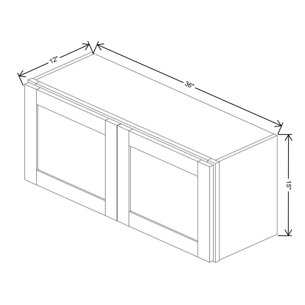 Kitchen Cabinet Distributors Shaker Designer White 5PC Double Door Wall Cabinet - 36" W x 15" H