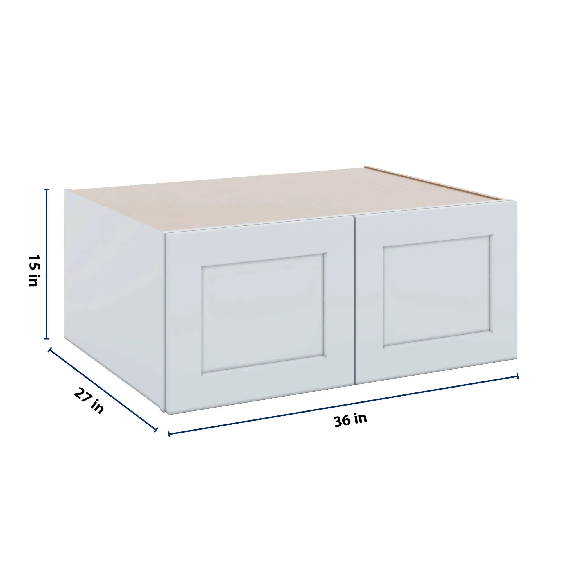 J&K White Shaker S8 Refrigerator Wall Cabinet - 36" W x 15" H x 27" D