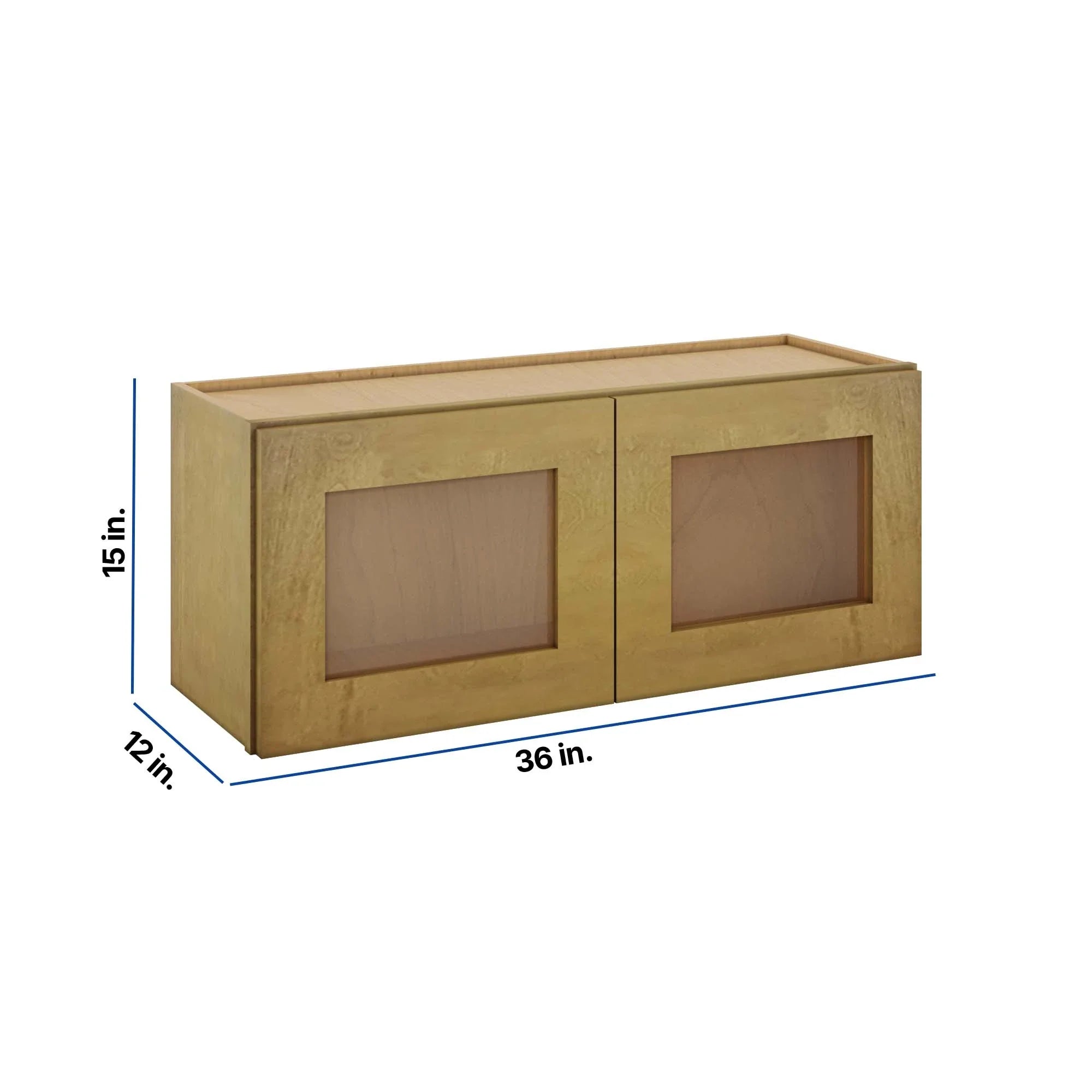 Modernform Cabinet Natural Shaker 36" W X 15" H X 12" D Double Glass Door Wall Cabinet