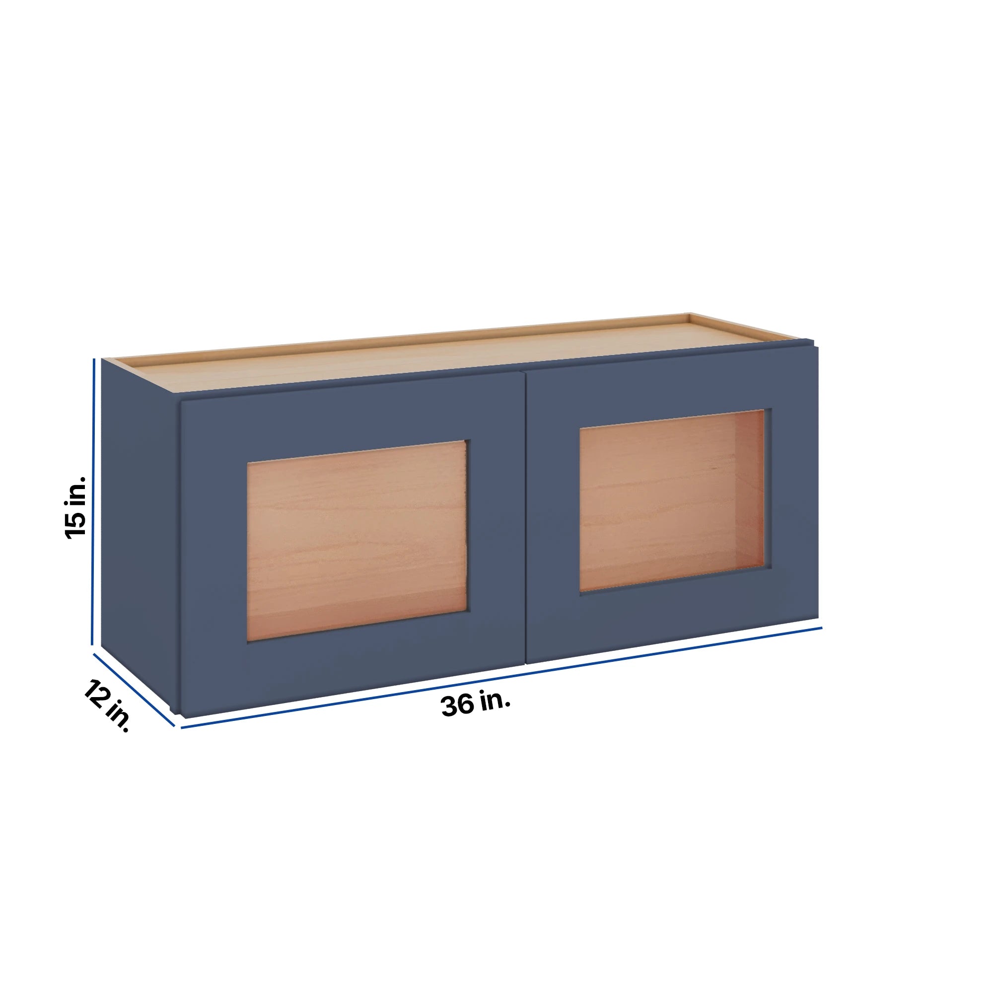 Modernform Cabinet Signature Blue 36" W X 15" H X 12" D Double Glass Door Wall Cabinet