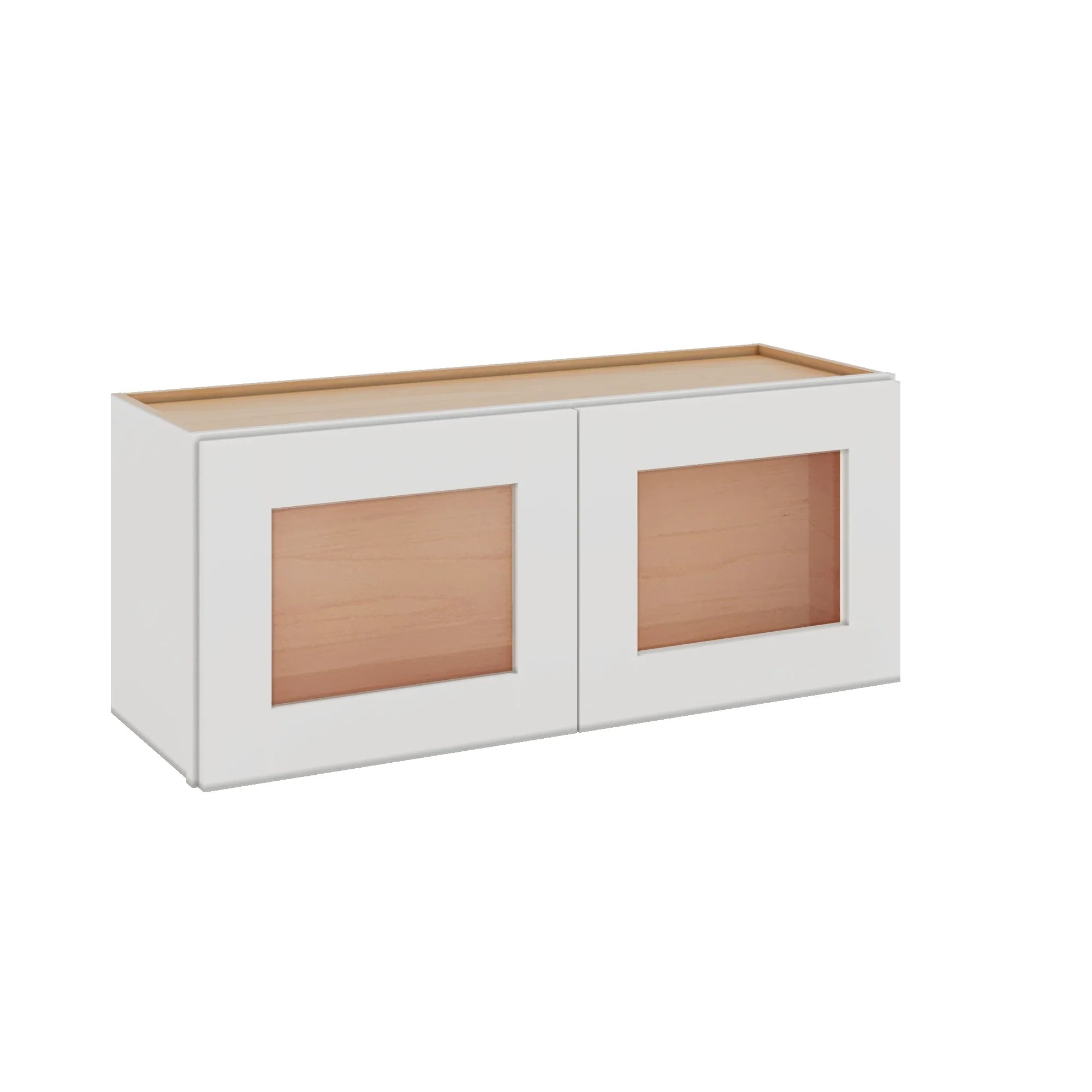 Modernform Cabinet White Shaker 36" W X 15" H X 12" D Double Glass Door Wall Cabinet