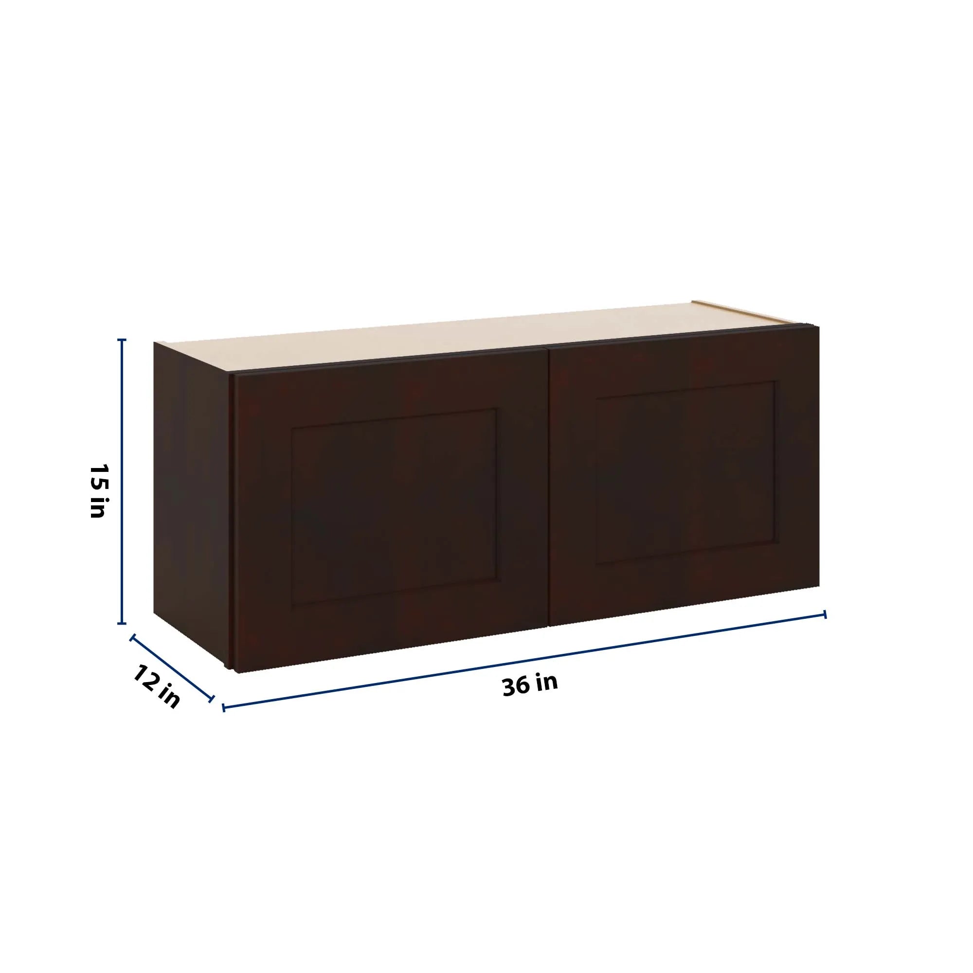 J&K Java Coffee S1 Double Door Wall Cabinet - 36" W x 15" H