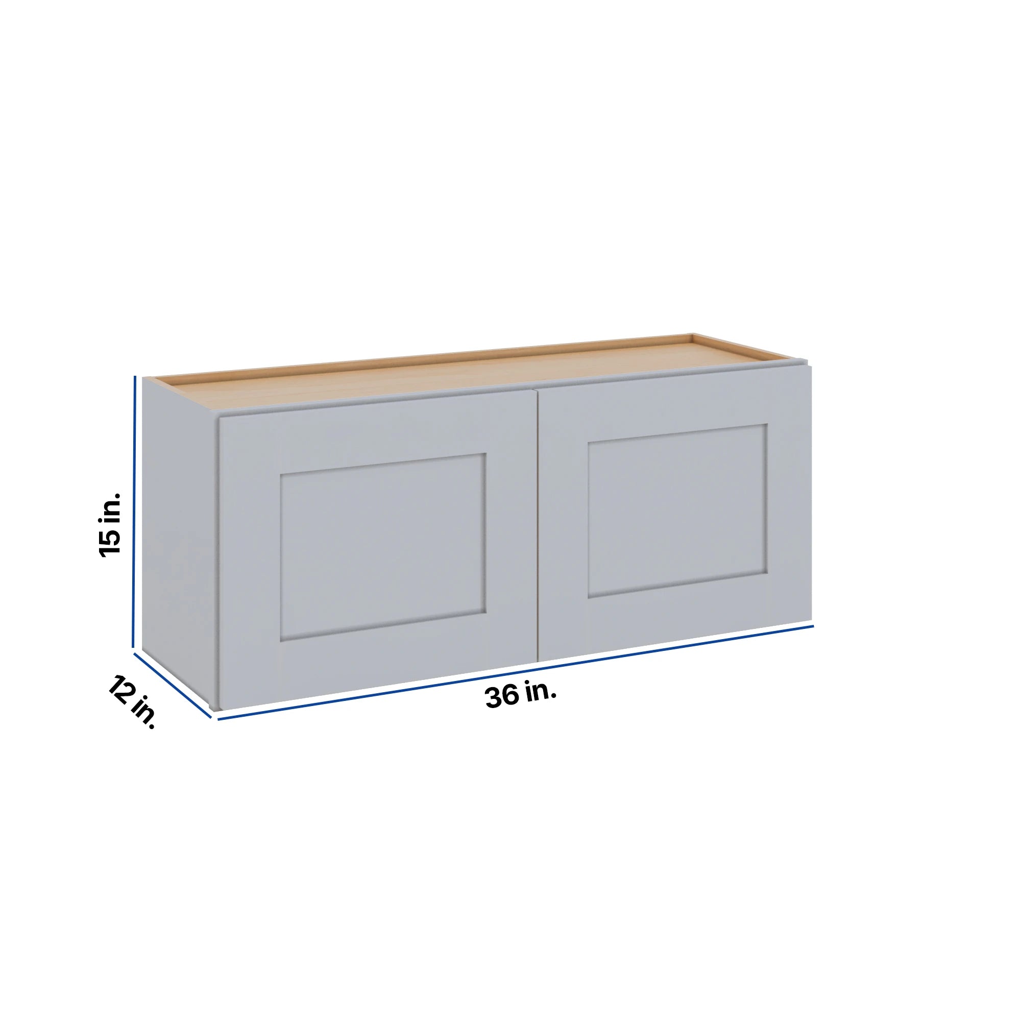 Modernform Cabinet Grey Shaker 36" W X 15" H X 12" D Double Door Wall Cabinet