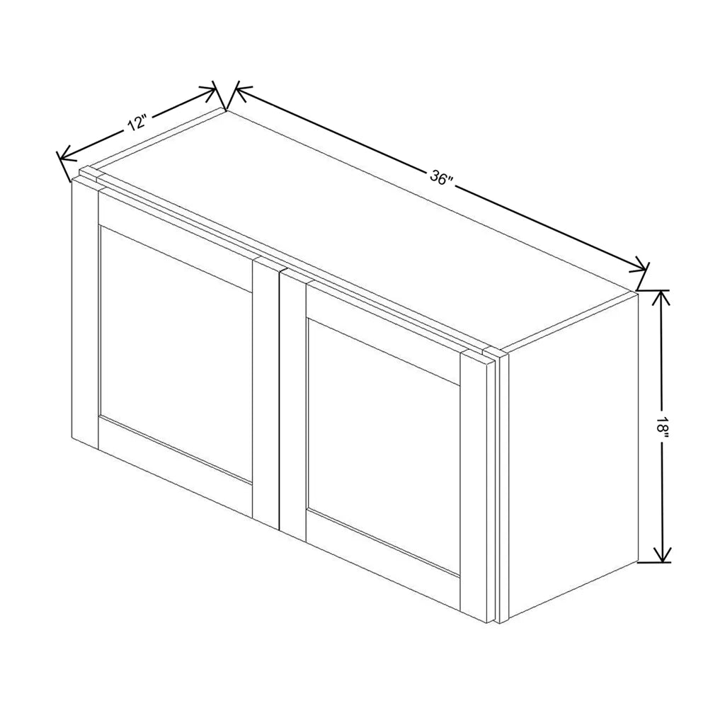 Kitchen Cabinet Distributors Shaker Designer White 5PC Double Door Wall Cabinet - 36" W x 18" H