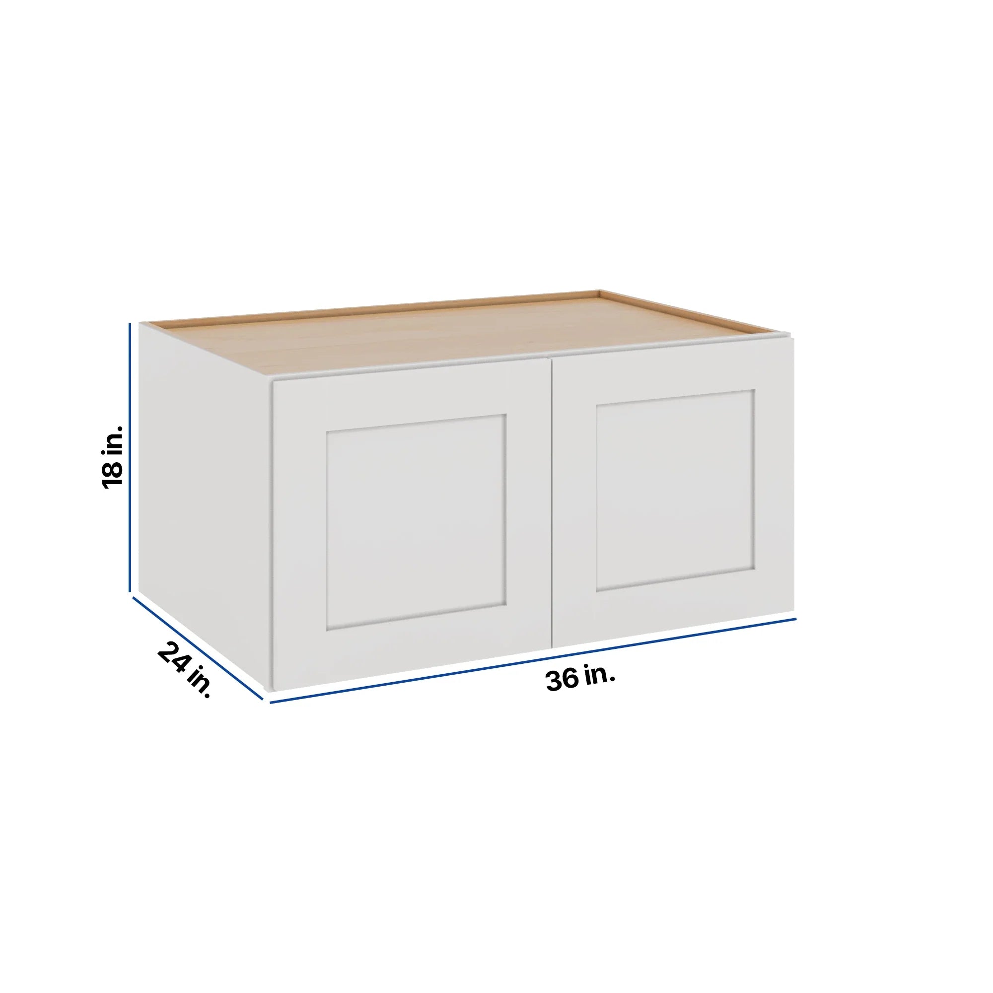 Modernform Cabinet White Shaker 36" W X 18" H X 24" D Double Door Wall Cabinet