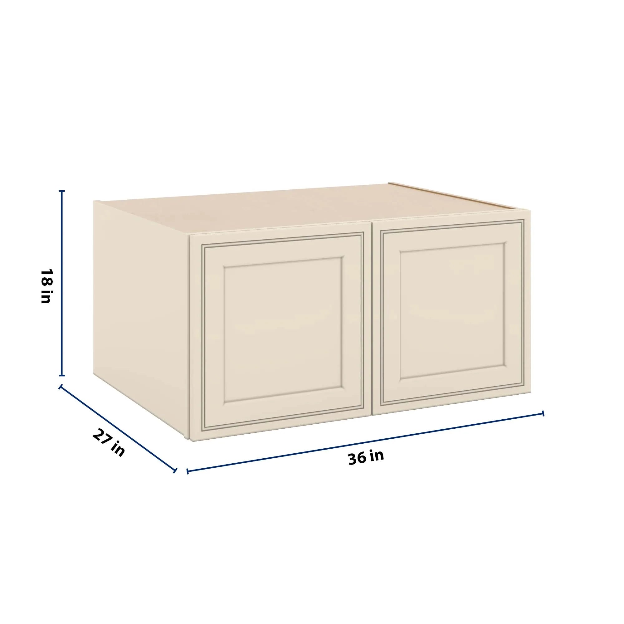J&K Pearl Glazed H9 Refrigerator Wall Cabinet - 36" W x 18" H x 27" D