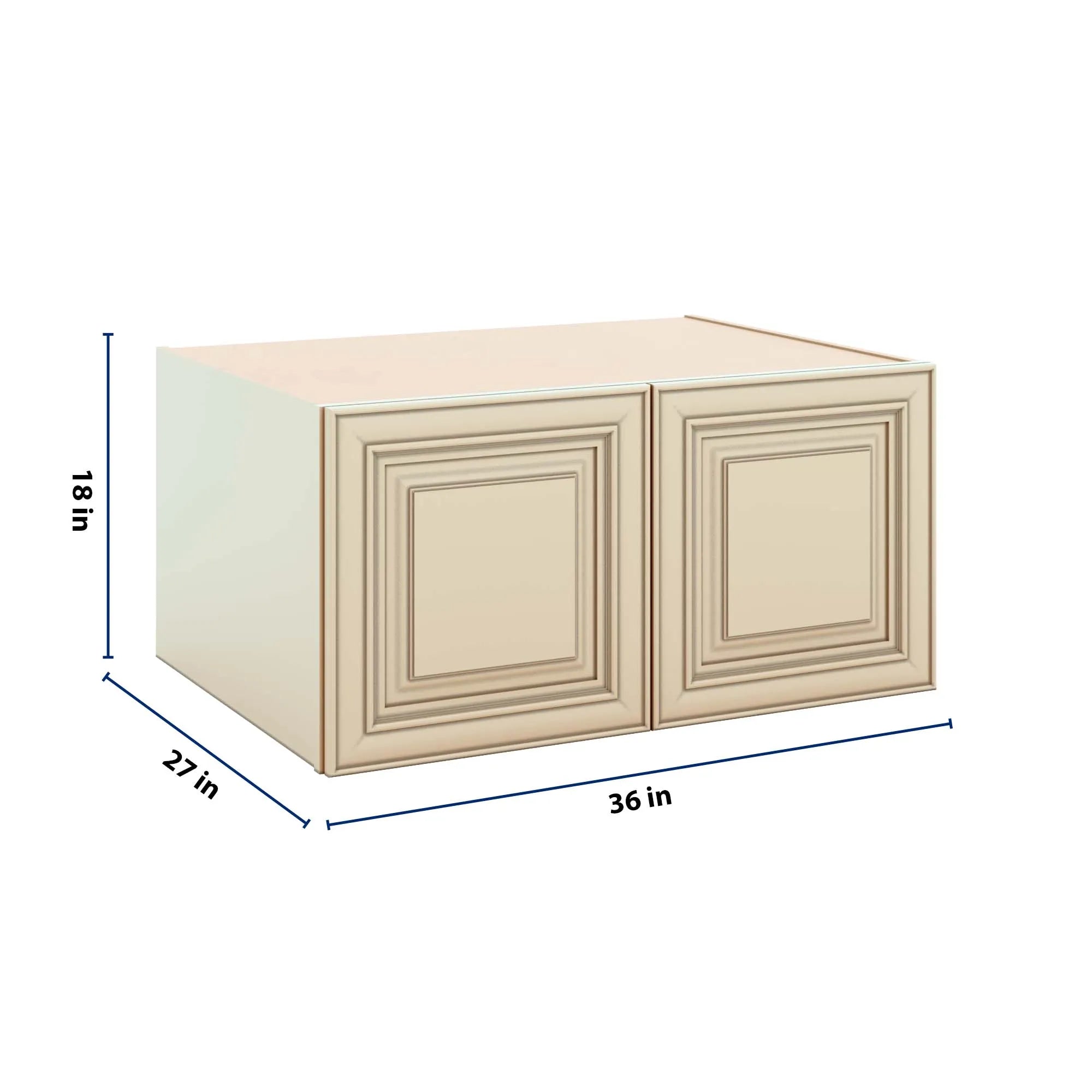 J&K Creme Glazed A7 Refrigerator Wall Cabinet - 36" W x 18" H x 27" D