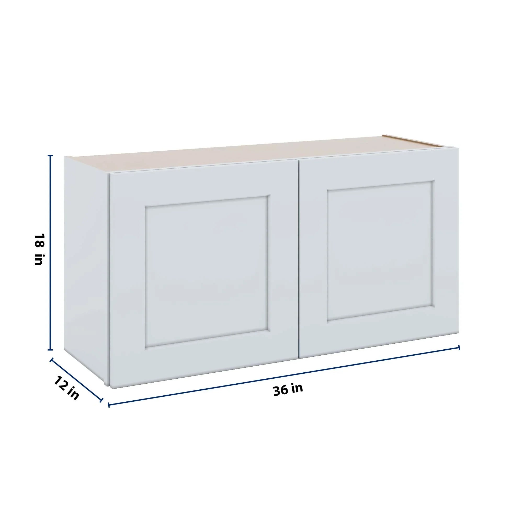 J&K White Shaker S8 Double Door Wall Cabinet - 36" W x 18" H