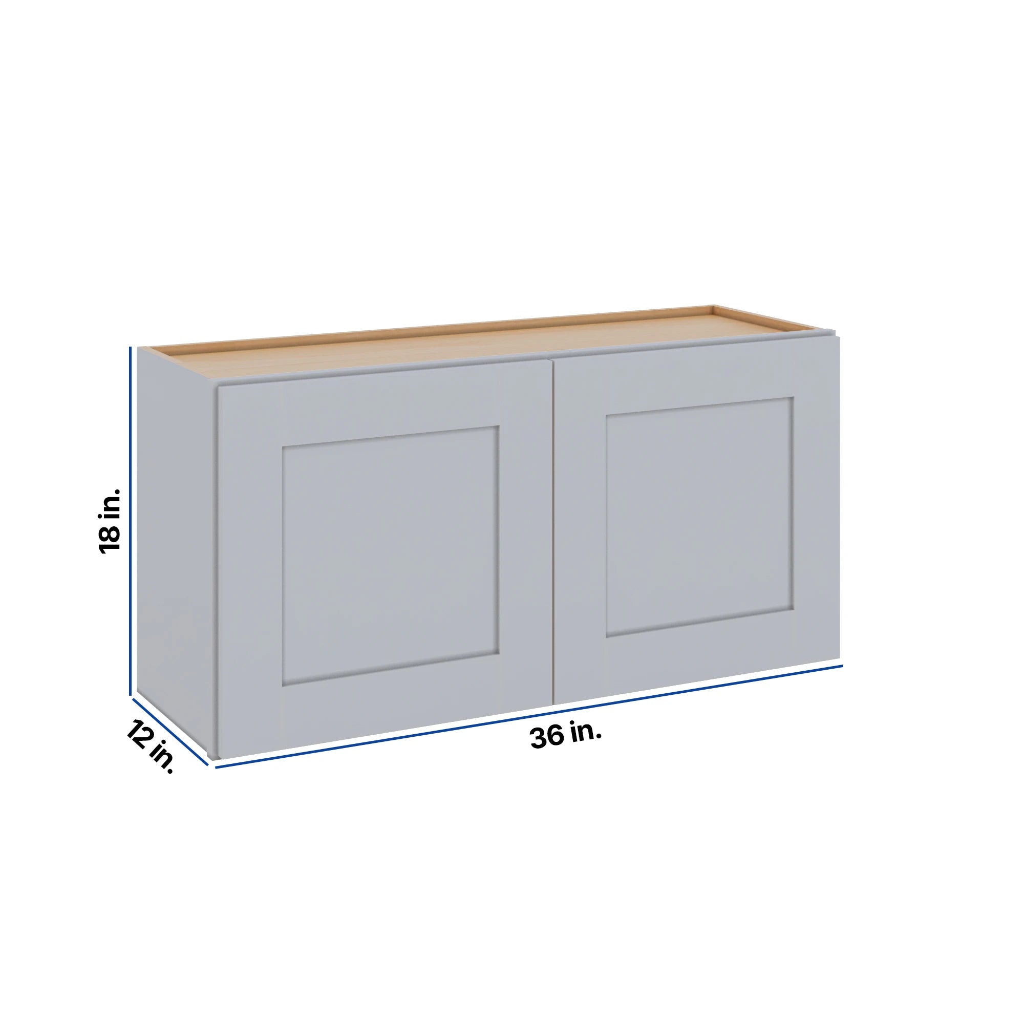Modernform Cabinet Grey Shaker 36" W X 18" H X 12" D Double Door Wall Cabinet