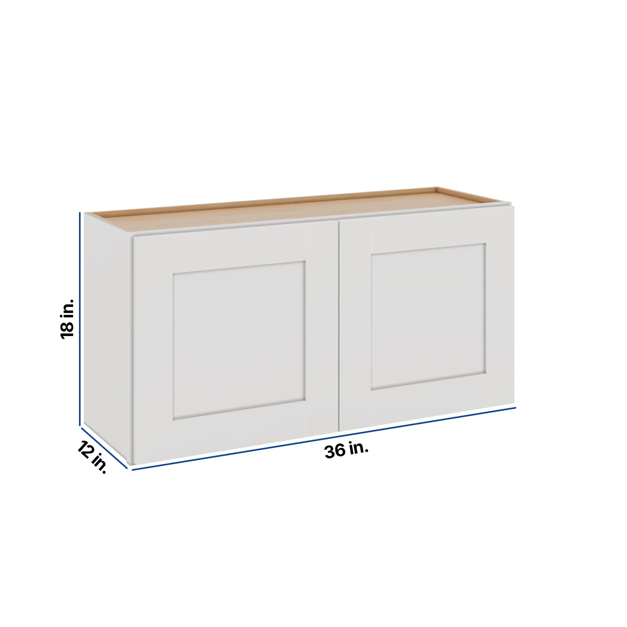 Modernform Cabinet White Shaker 36" W X 18" H X 12" D Double Door Wall Cabinet
