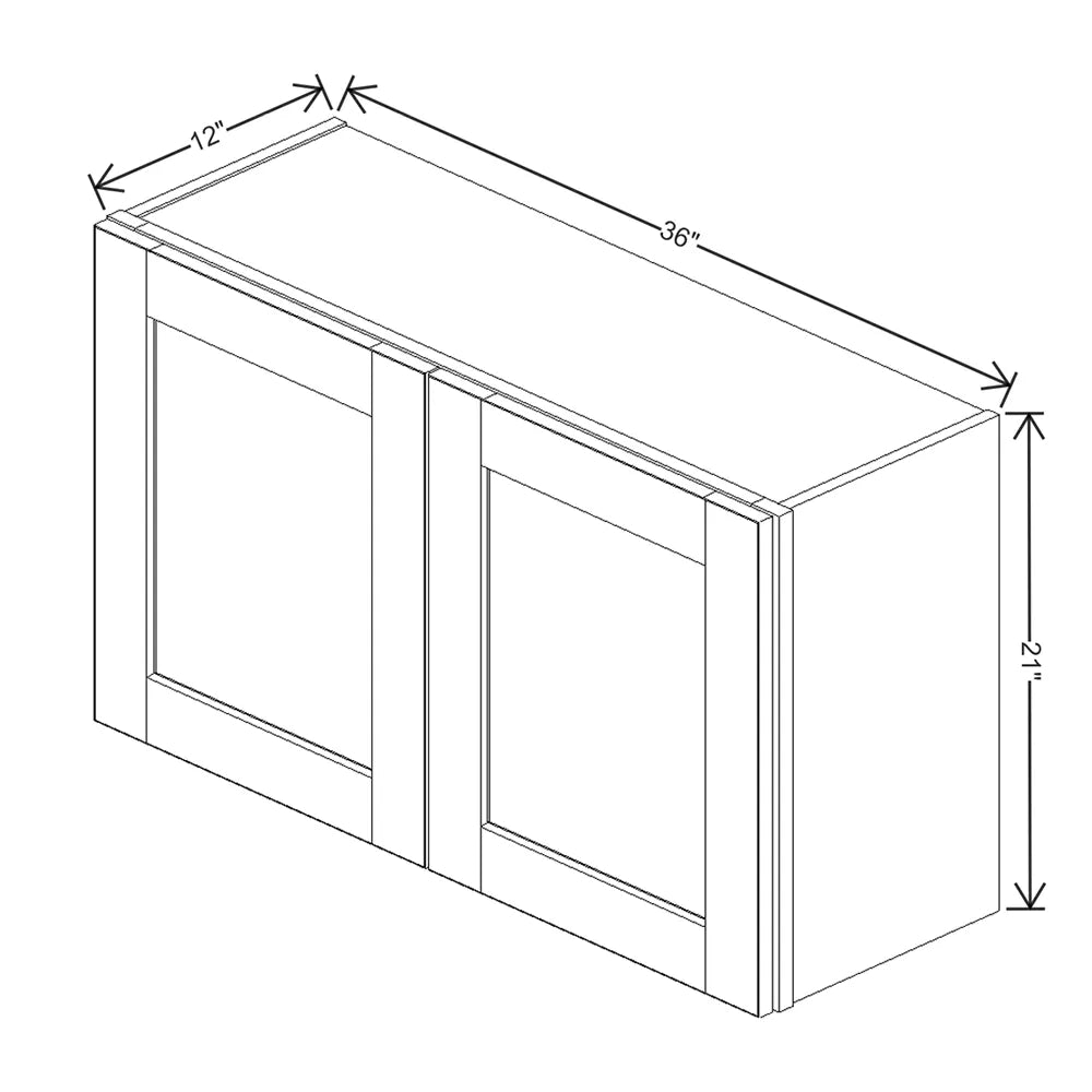 J&K Sage E3 Double Door Wall Cabinet - 36" W x 21" H