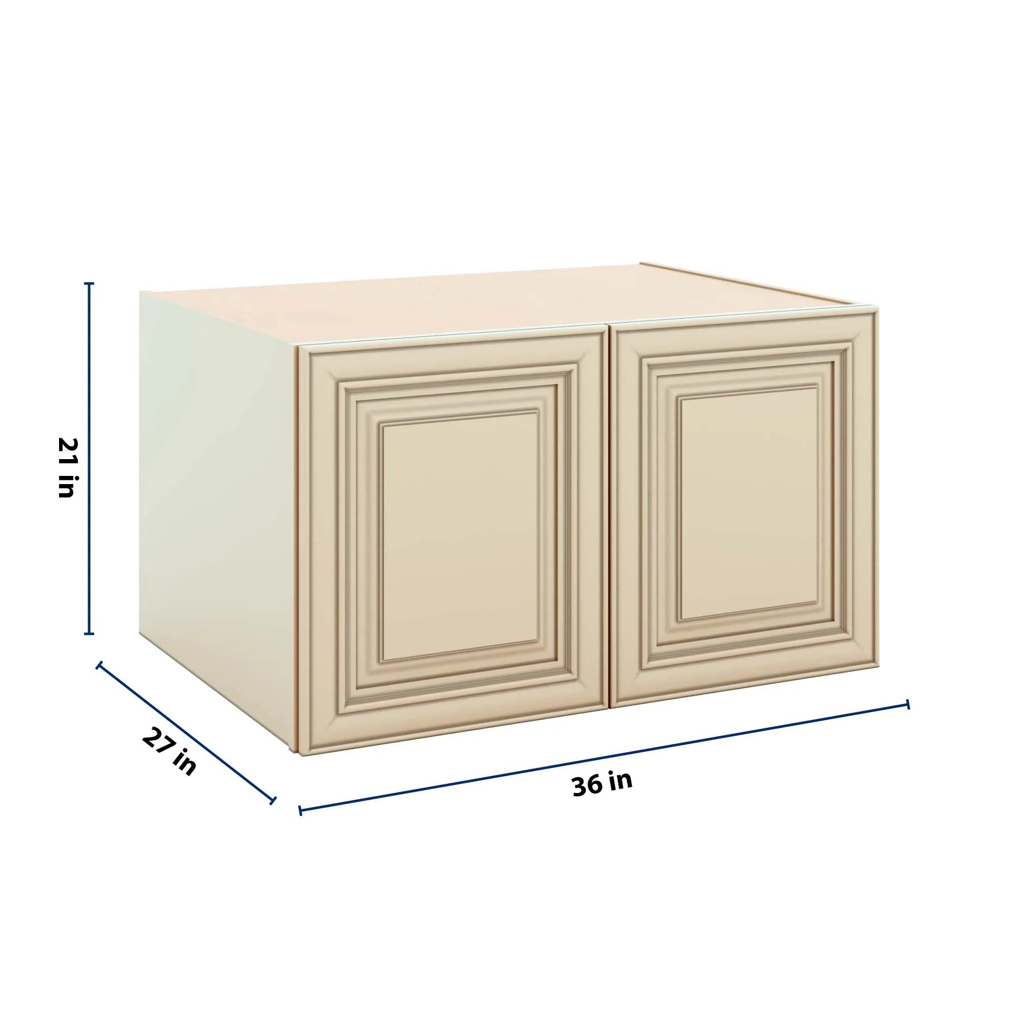 J&K Creme Glazed A7 Refrigerator Wall Cabinet - 36" W x 21" H x 27" D