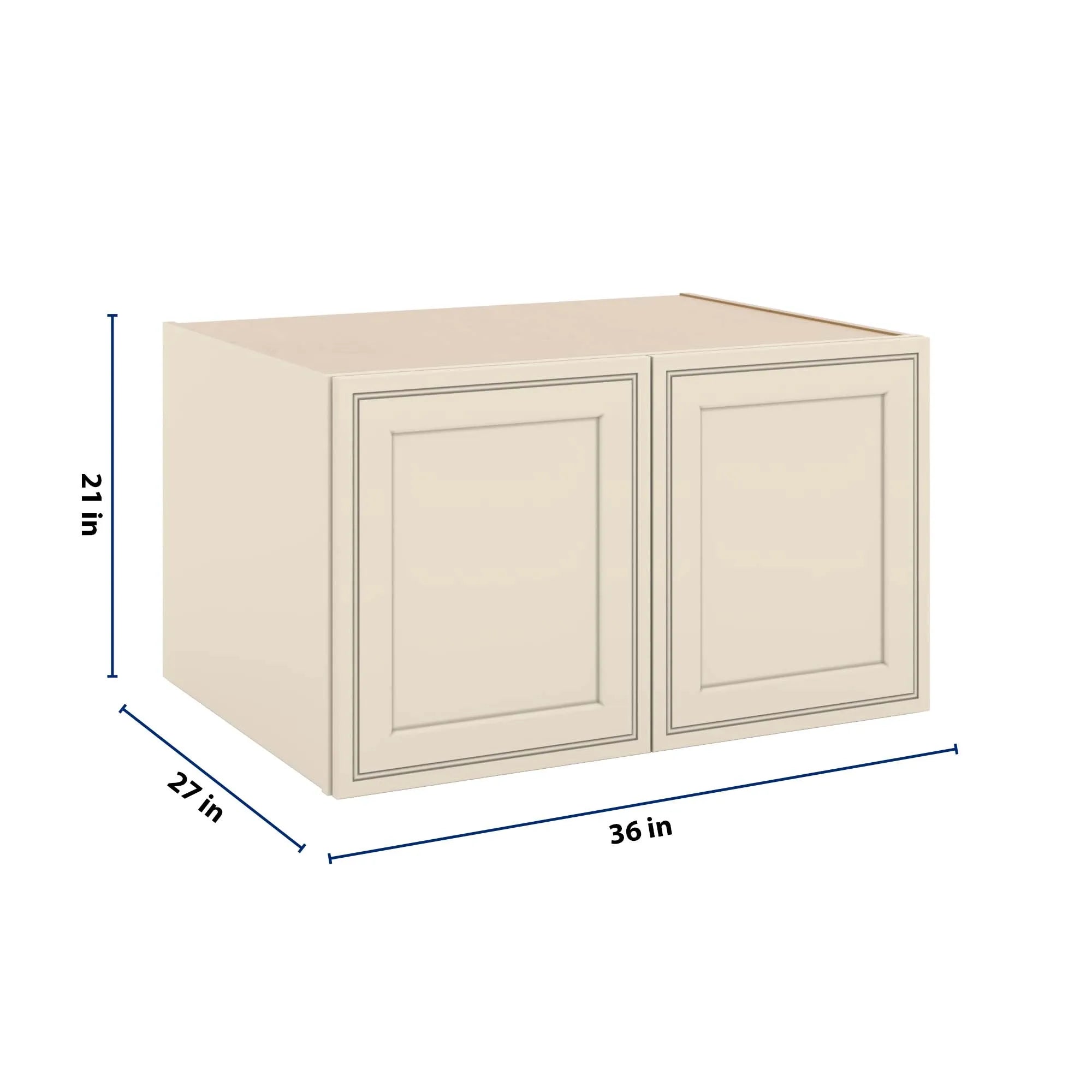 J&K Pearl Glazed H9 Refrigerator Wall Cabinet - 36" W x 21" H x 27" D
